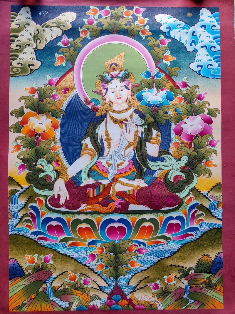 Authentic White Tara Thangka art