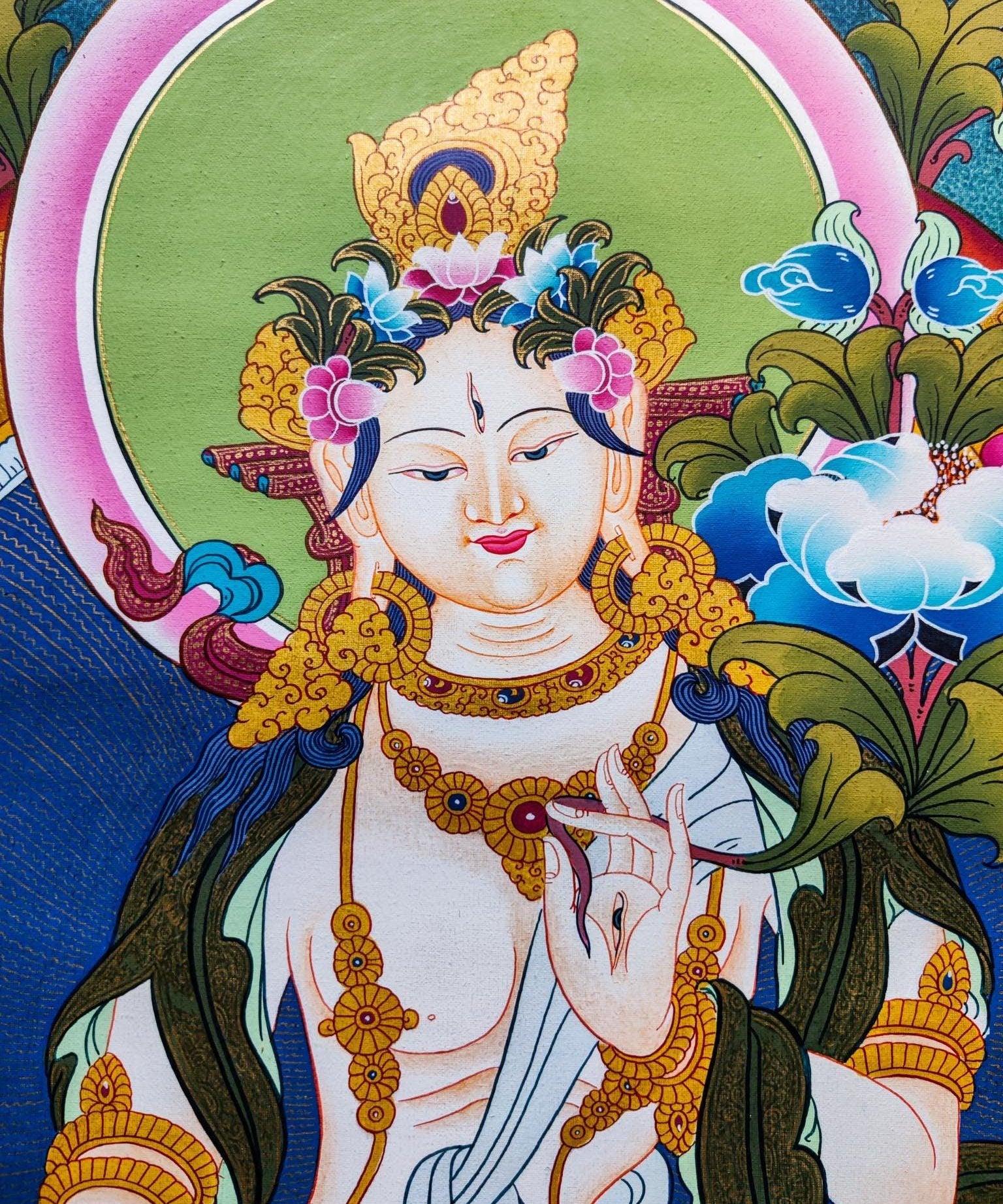 White Tara Thangka clouse up