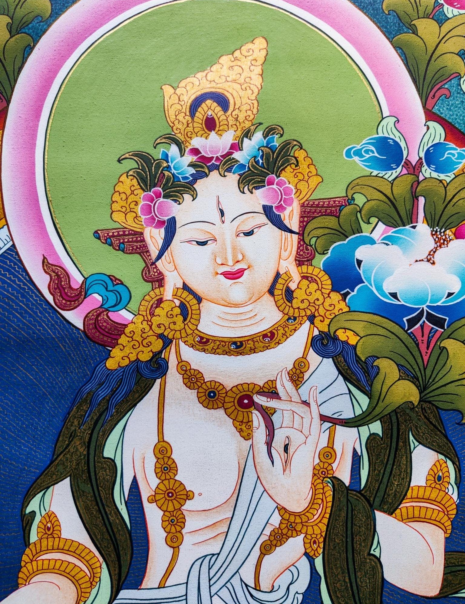 White Tara Thangka clouse up