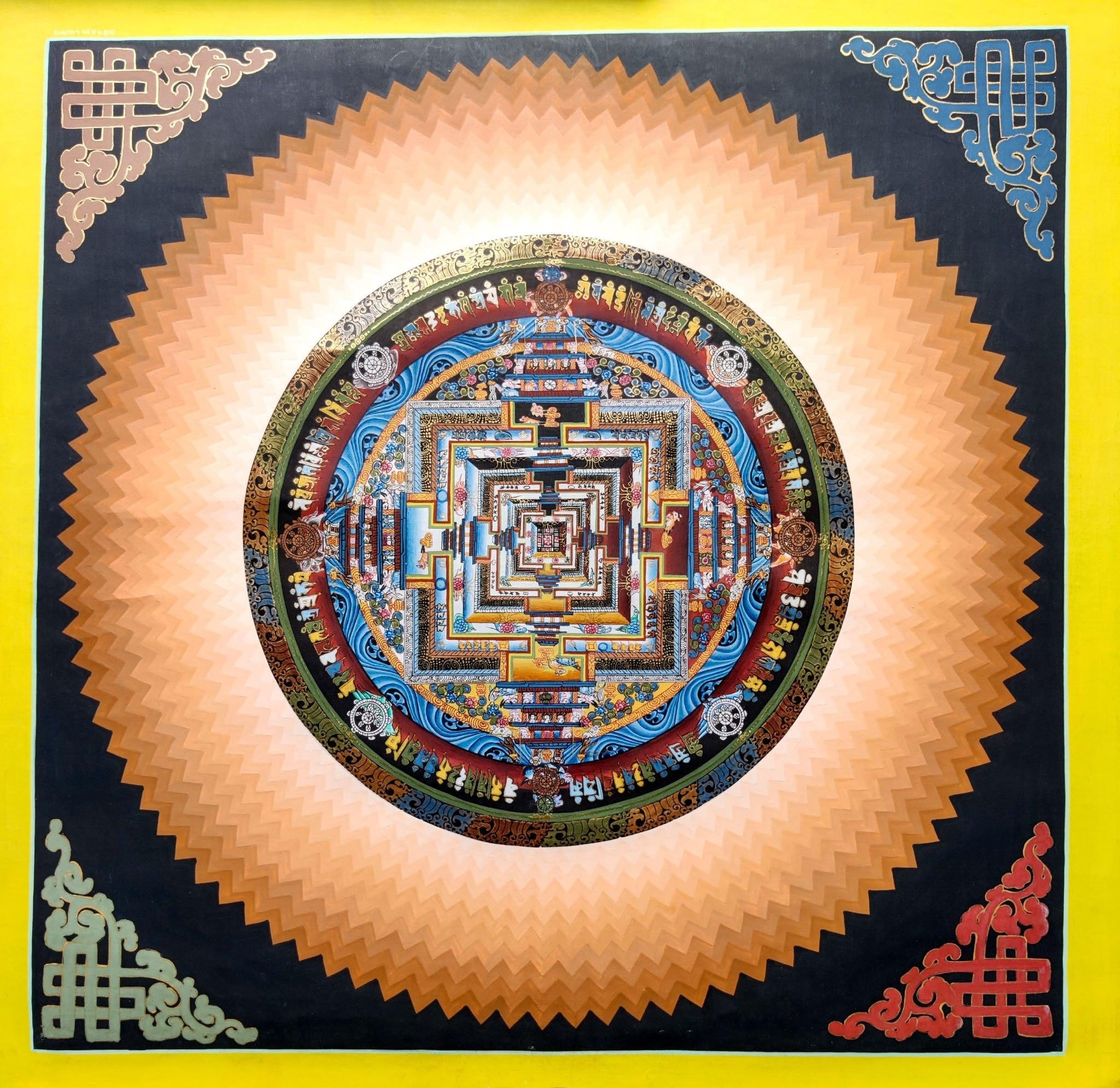 Burlywood color Kalachakra Mandala Thangka art