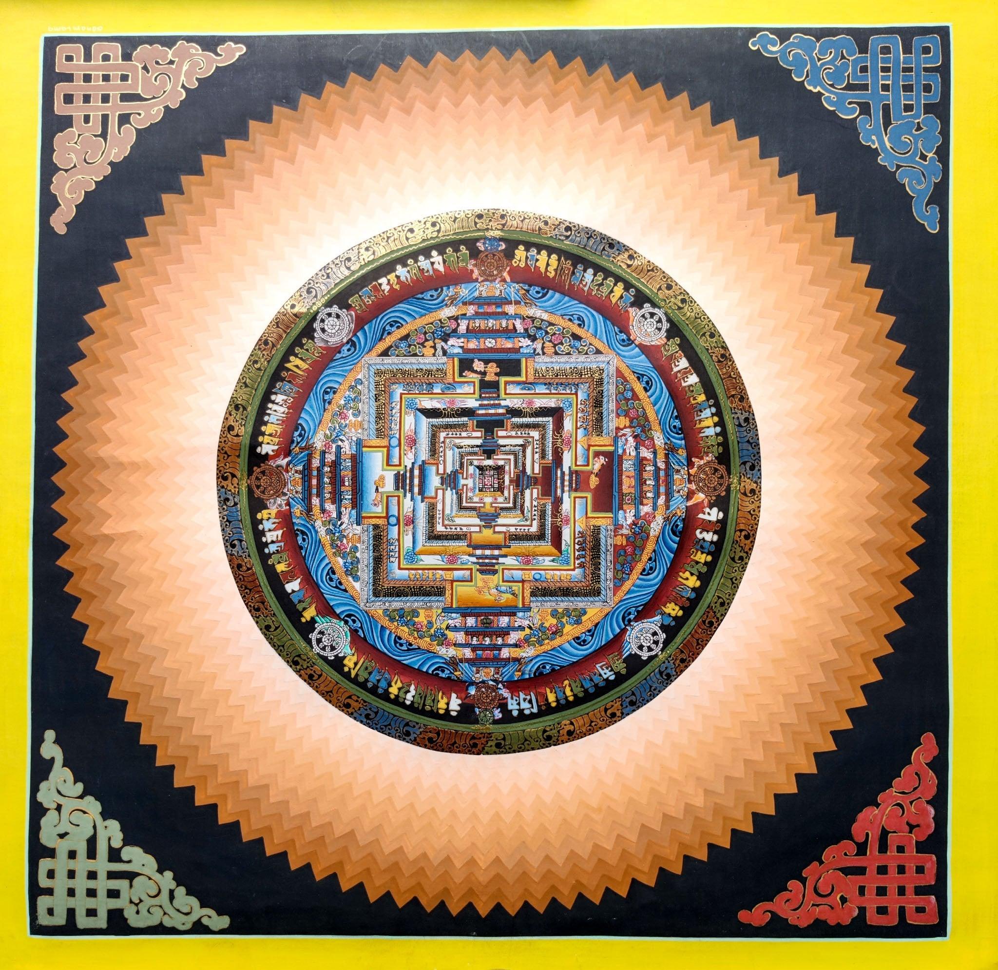 Burlywood color Kalachakra Mandala Thangka art