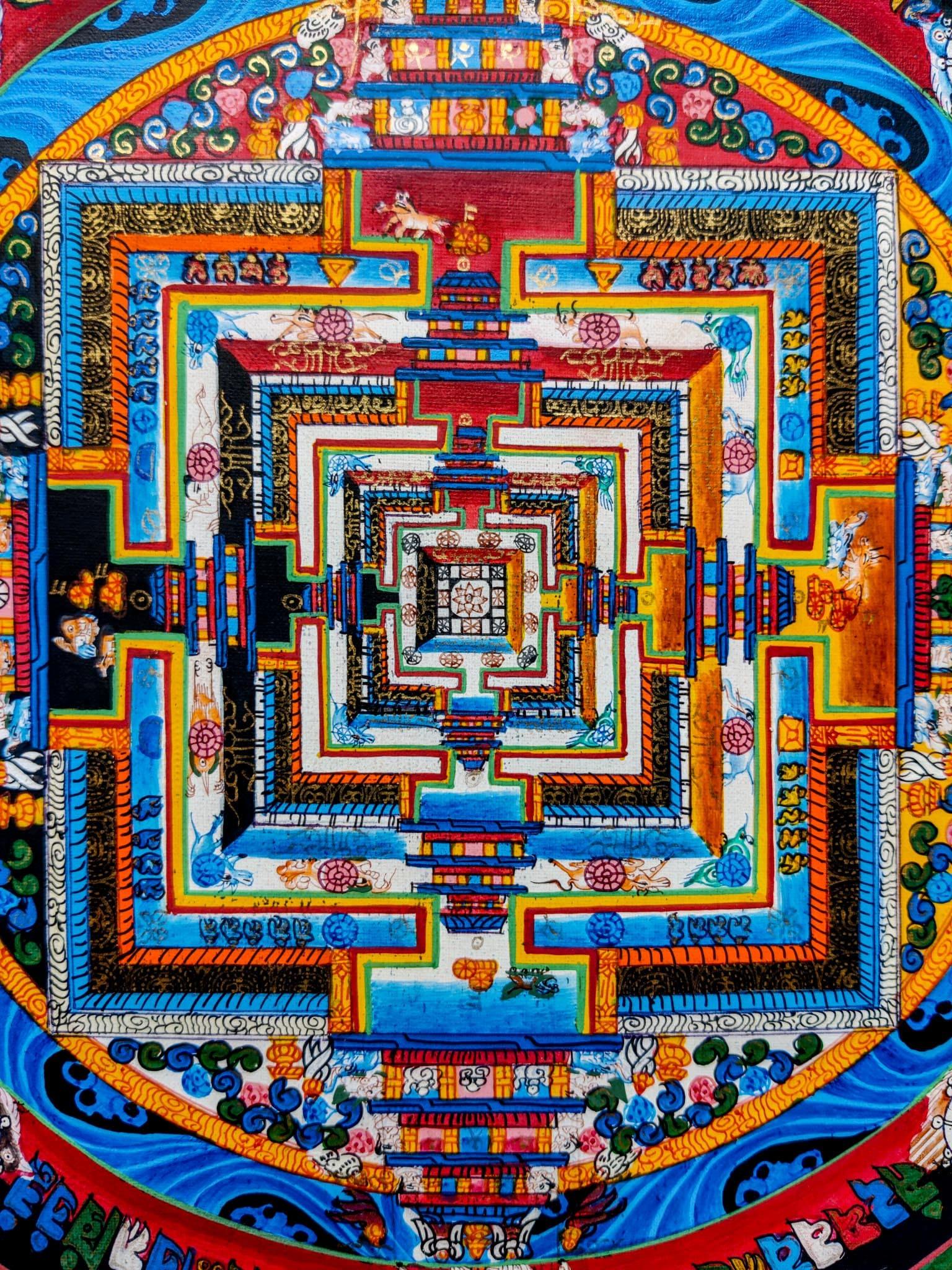 Master class detailed Kalachakra Mandala Thangka.