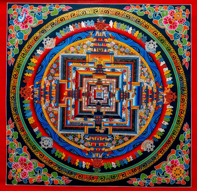 40 by 40 cm Kalachakra Mandala thangka art.