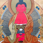 Amitabha Buddha Thangka Art made from natural color and gold.
