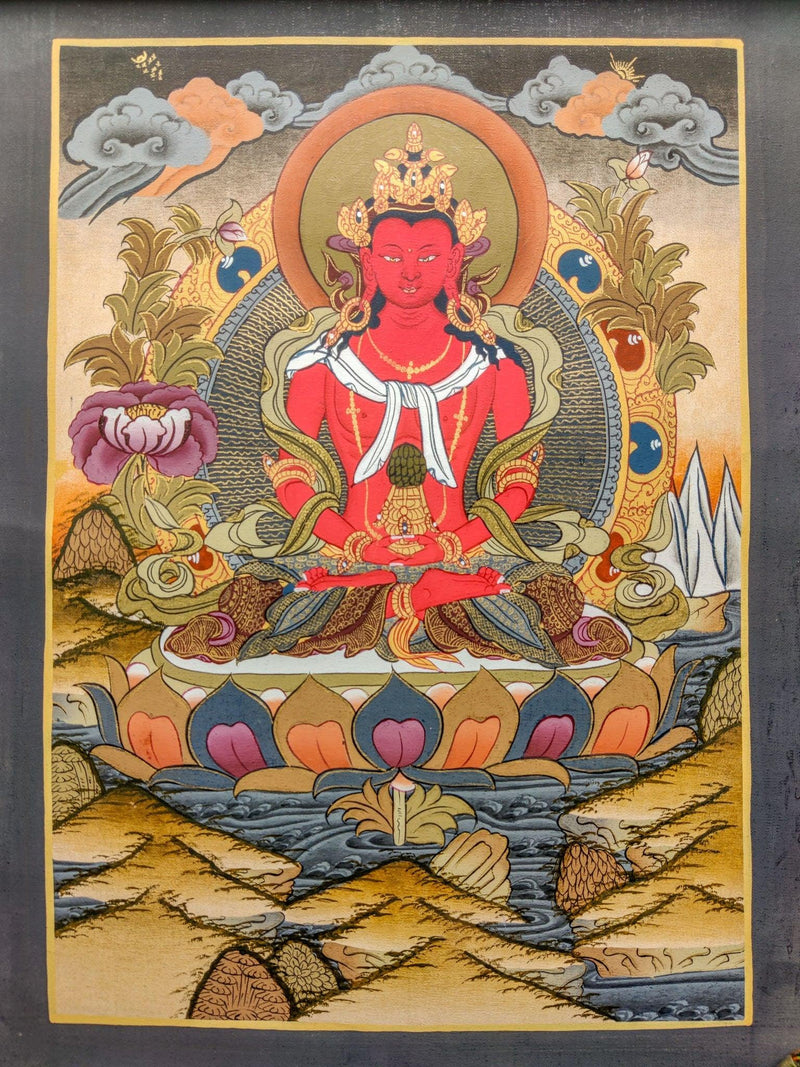 Authentic Amitayus Buddha Thangka art 