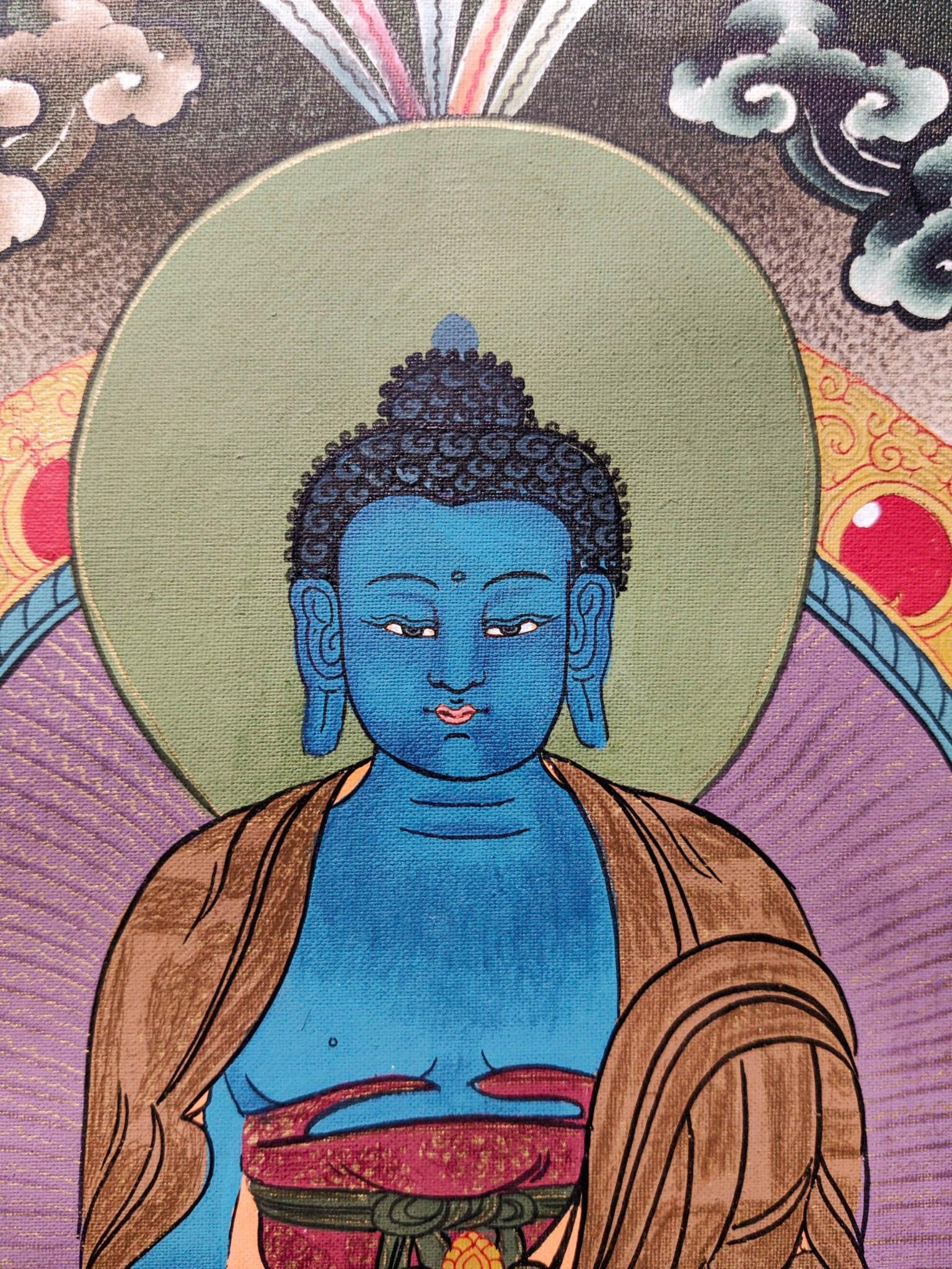 Bhaisajyaguru Buddha Thangka Painting close up 