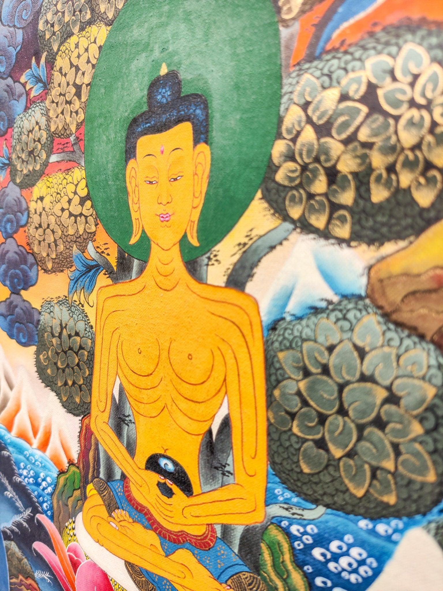 Shakyamuni Buddha Thangka art side view