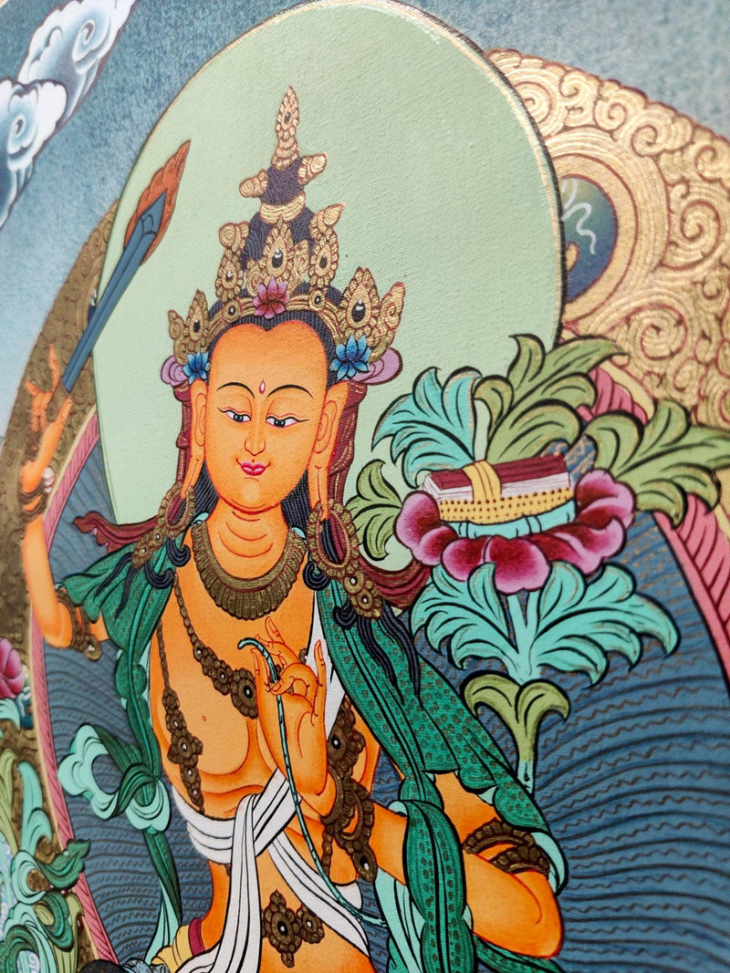 Manjushri Tibetan Thangka art side view