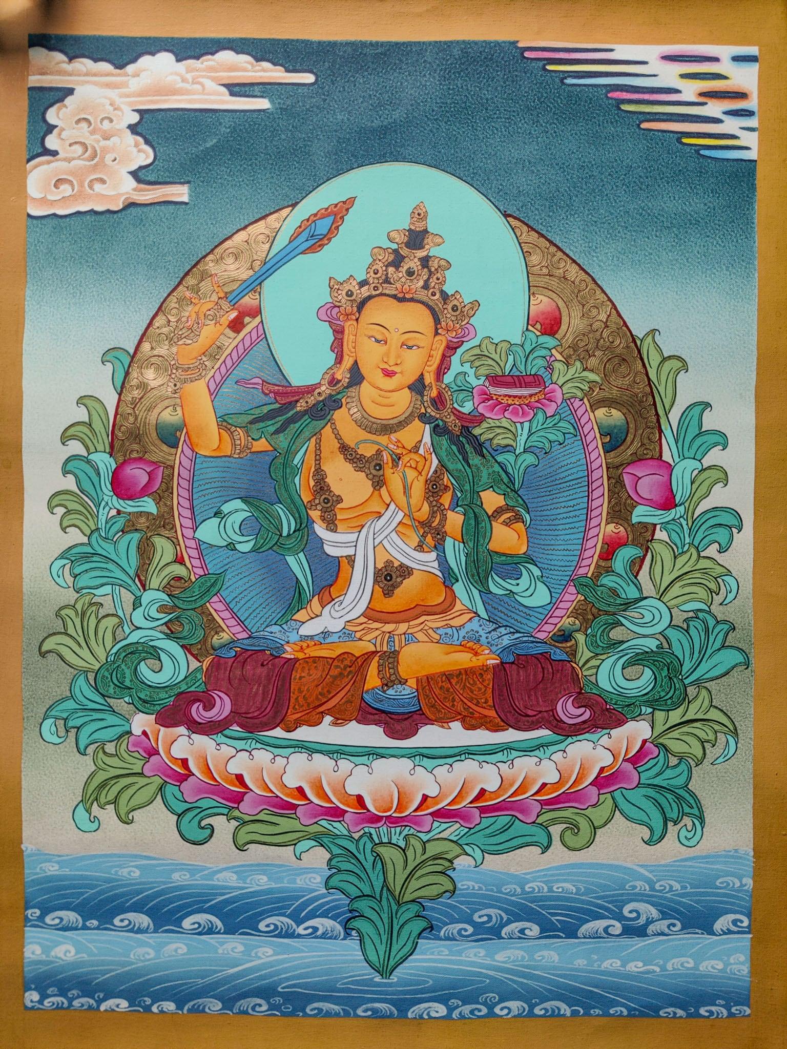 Authentic Manjushri Tibetan Thangka art 