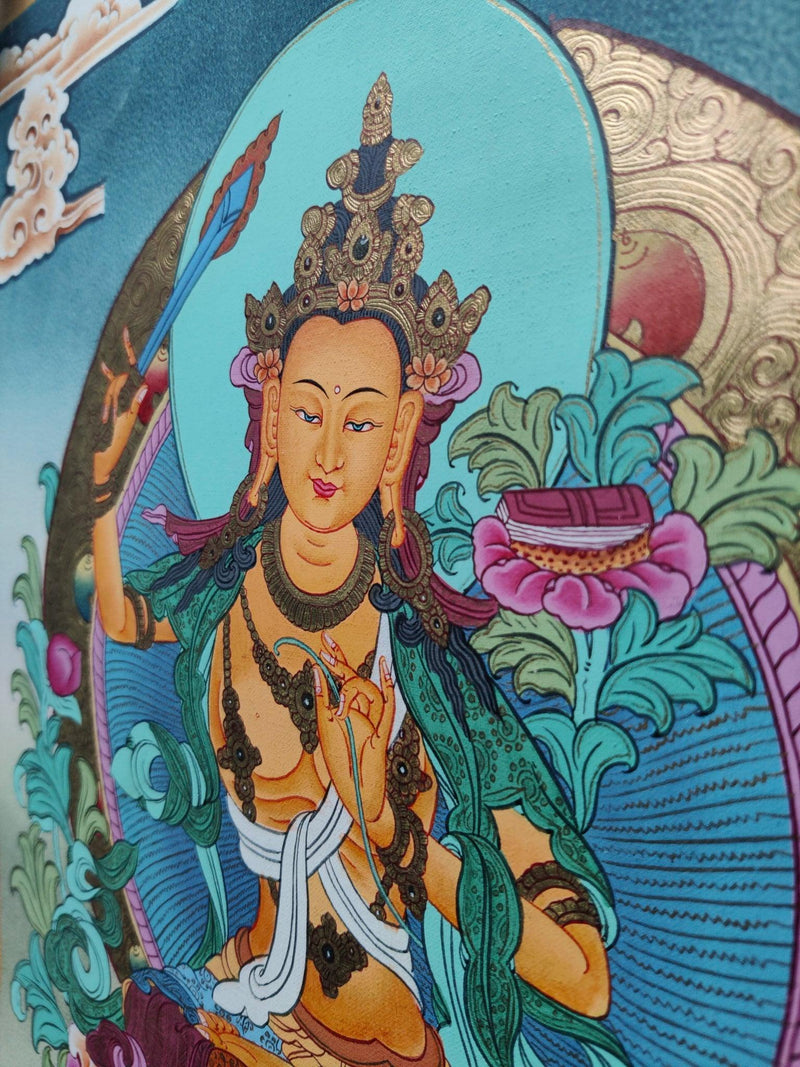 Manjushri Tibetan Thangka art side view