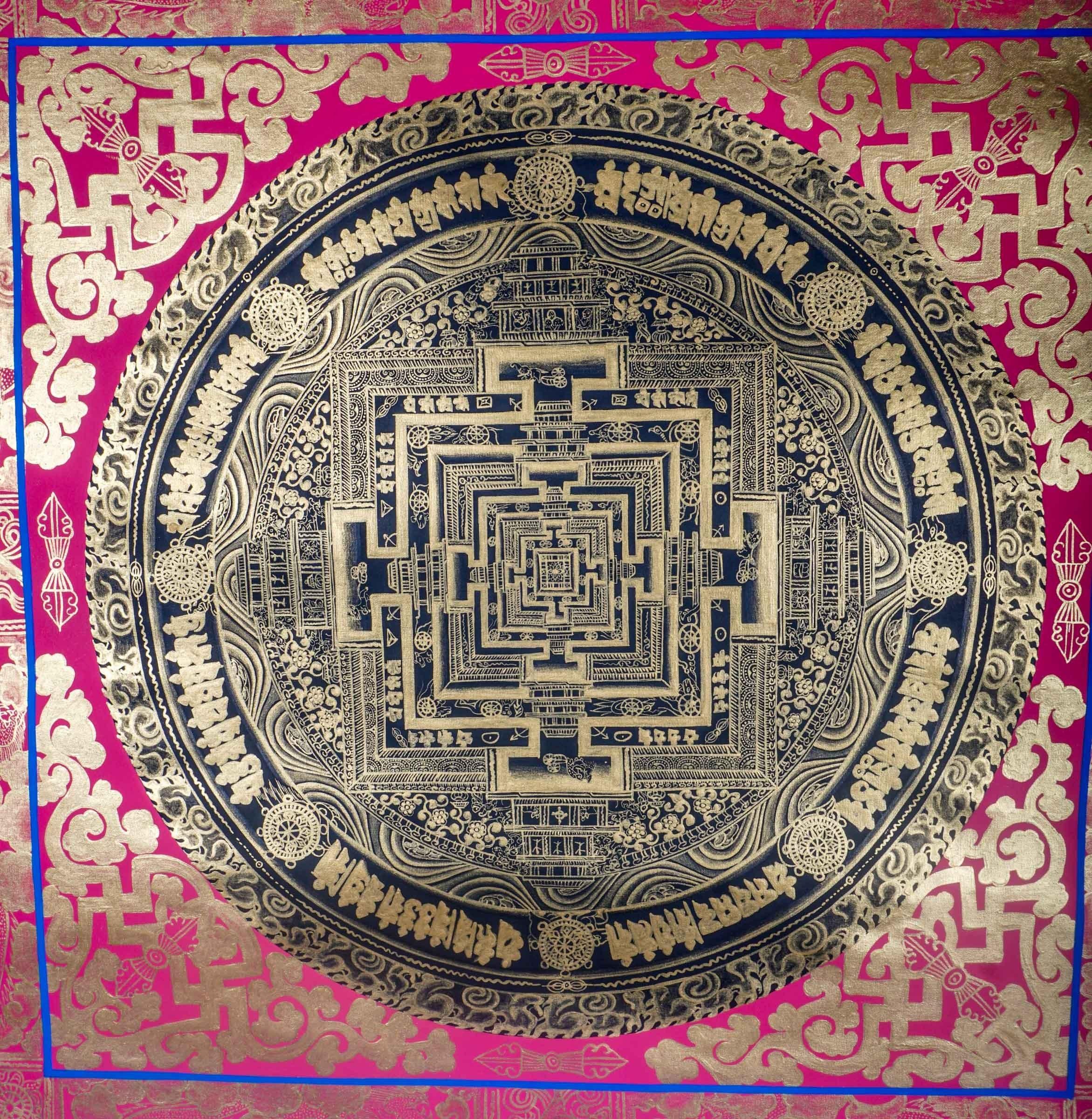 Kalchakra Mandala Thangka Painting for chakra cleansing and room decor