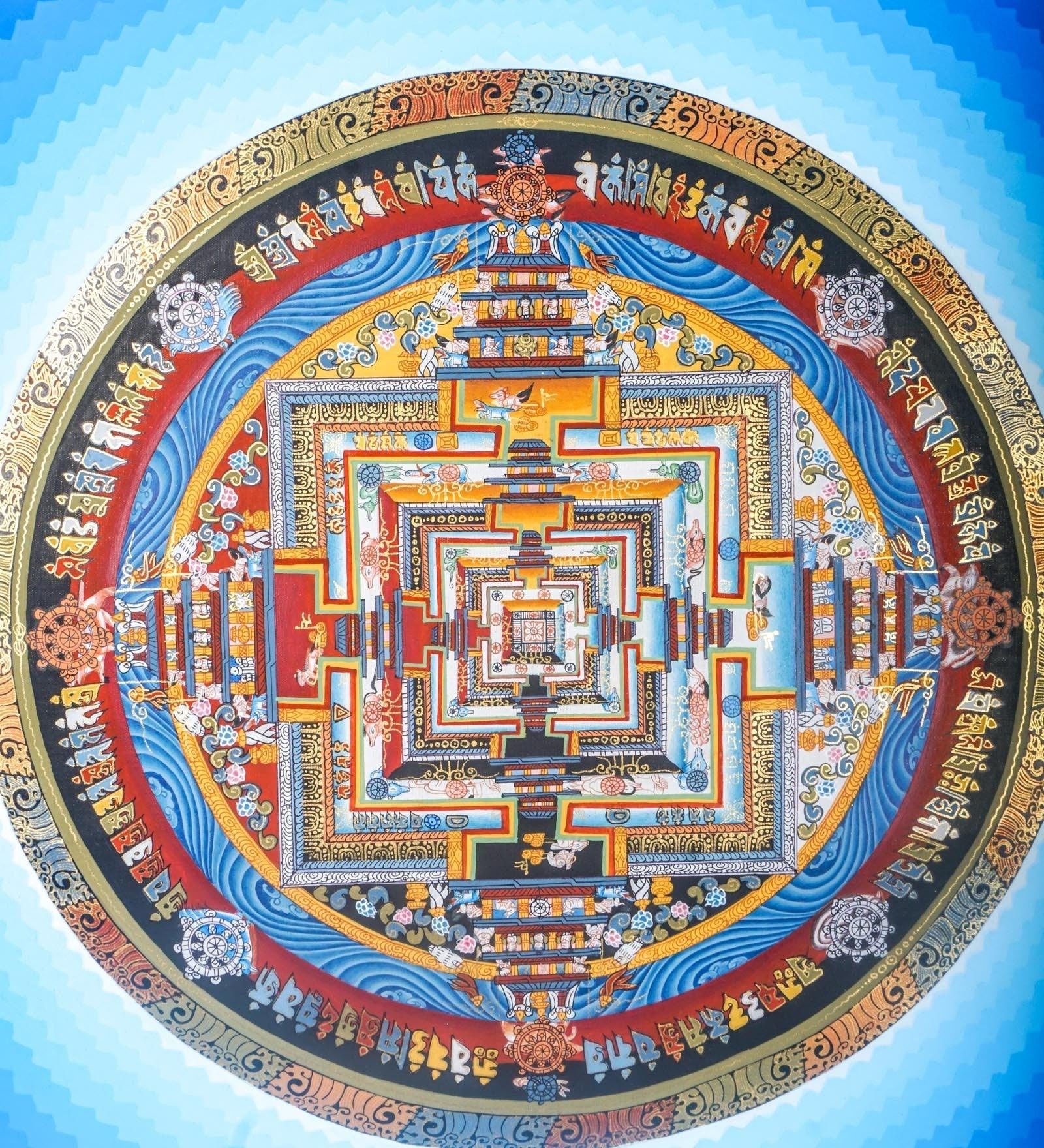 Lotus Kalchakra Mandala Thanka Painting - Himalayas Shop