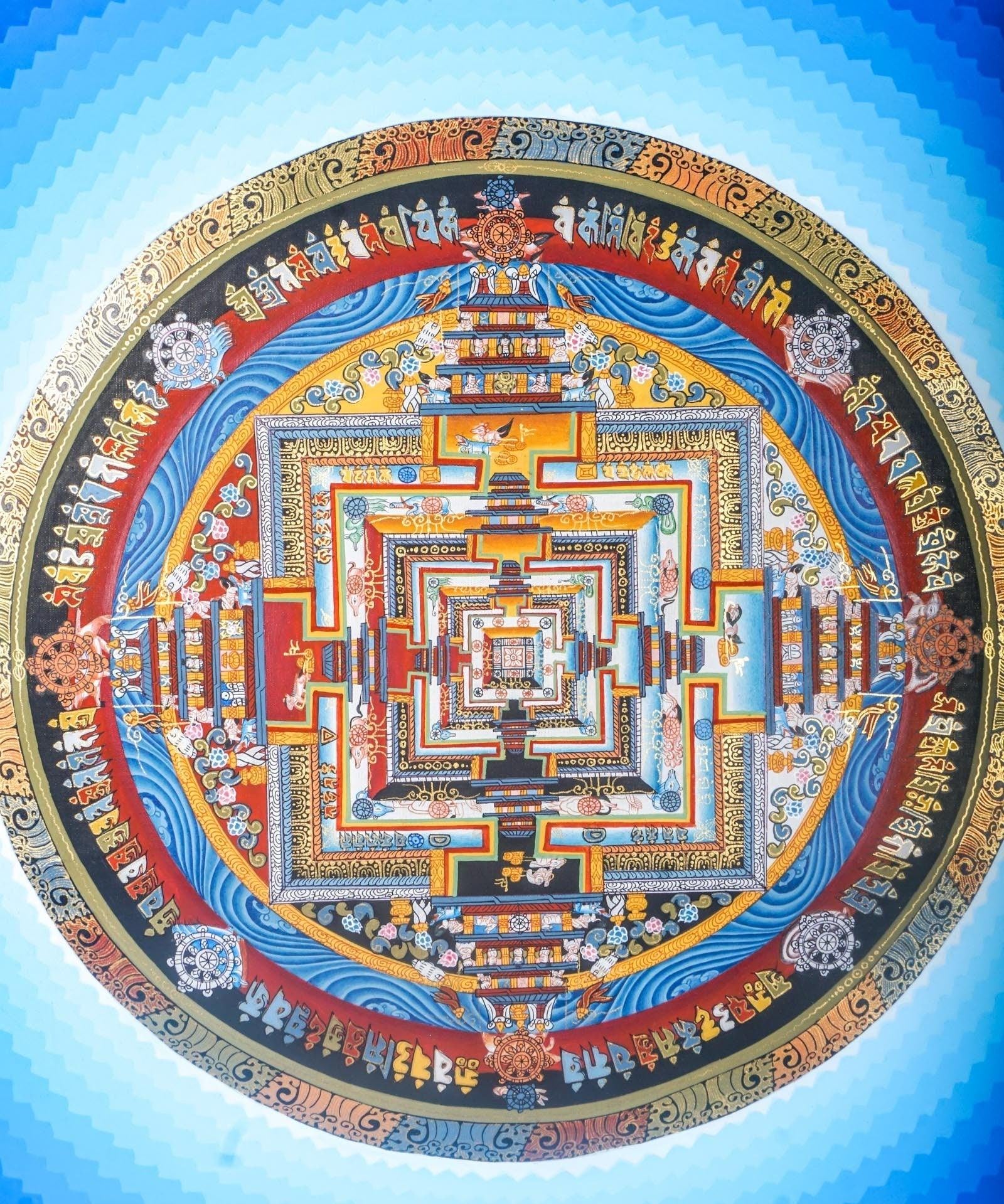 Lotus Kalchakra Mandala Thanka Painting - Himalayas Shop