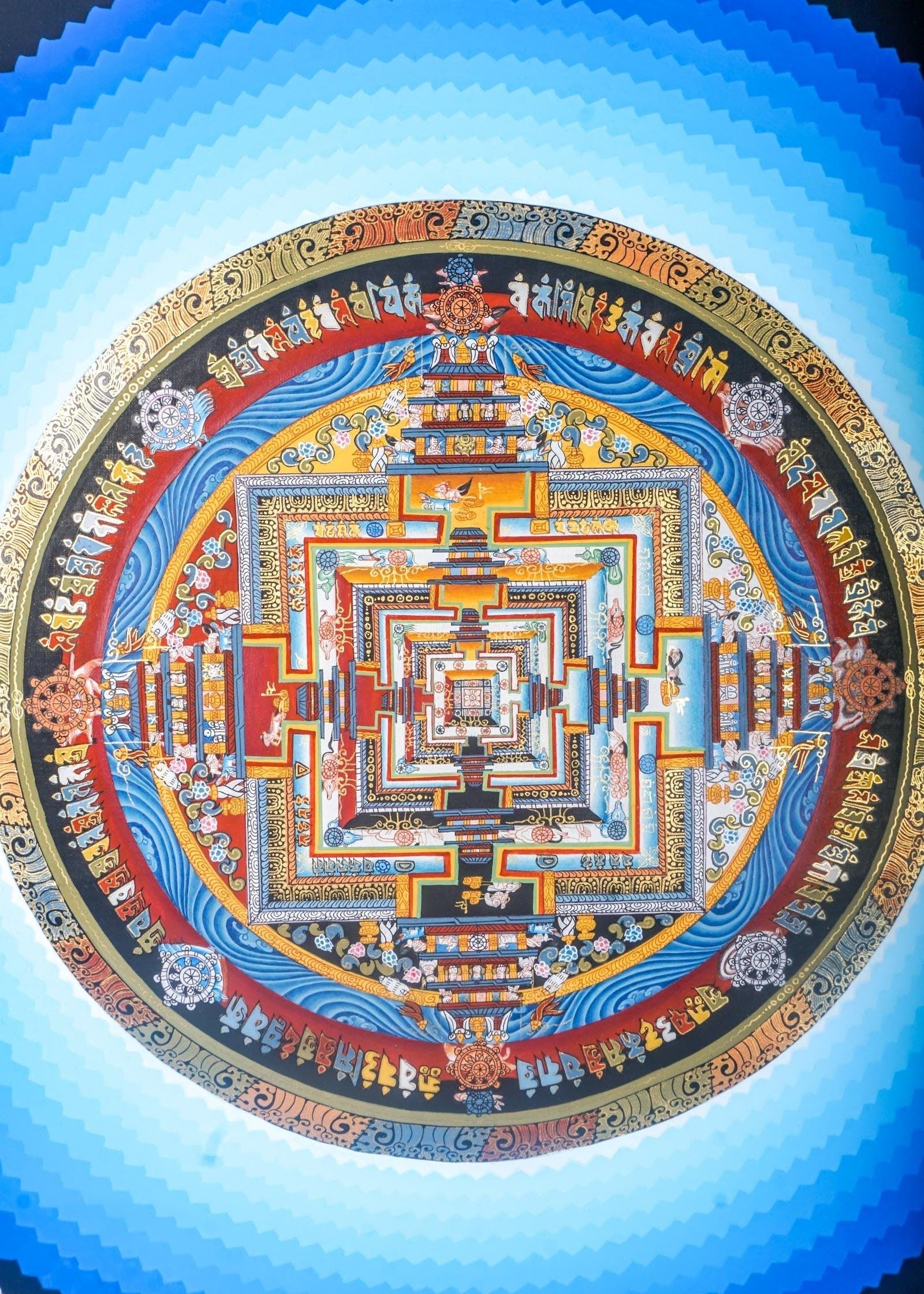 Lotus Kalchakra Mandala Thanka Painting - Himalayas Shop