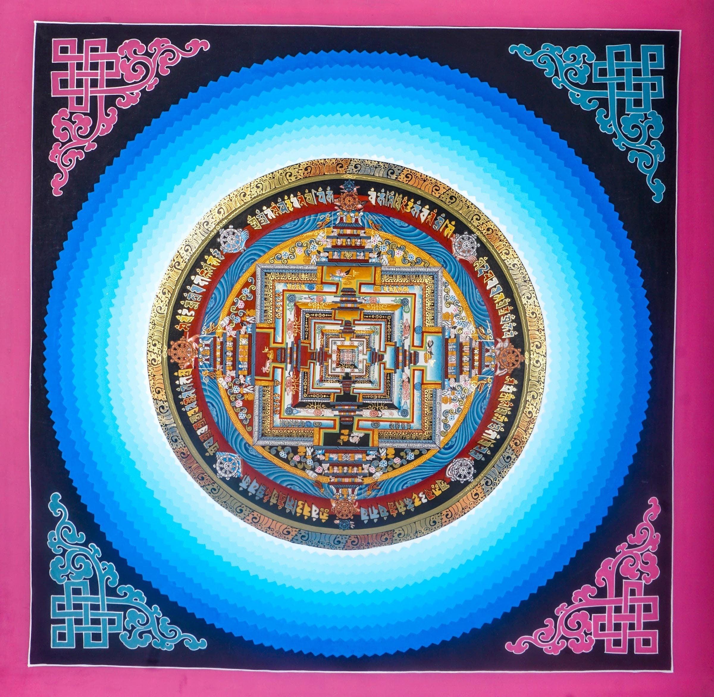 Lotus Kalchakra Mandala Thanka Painting - Himalayas Shop