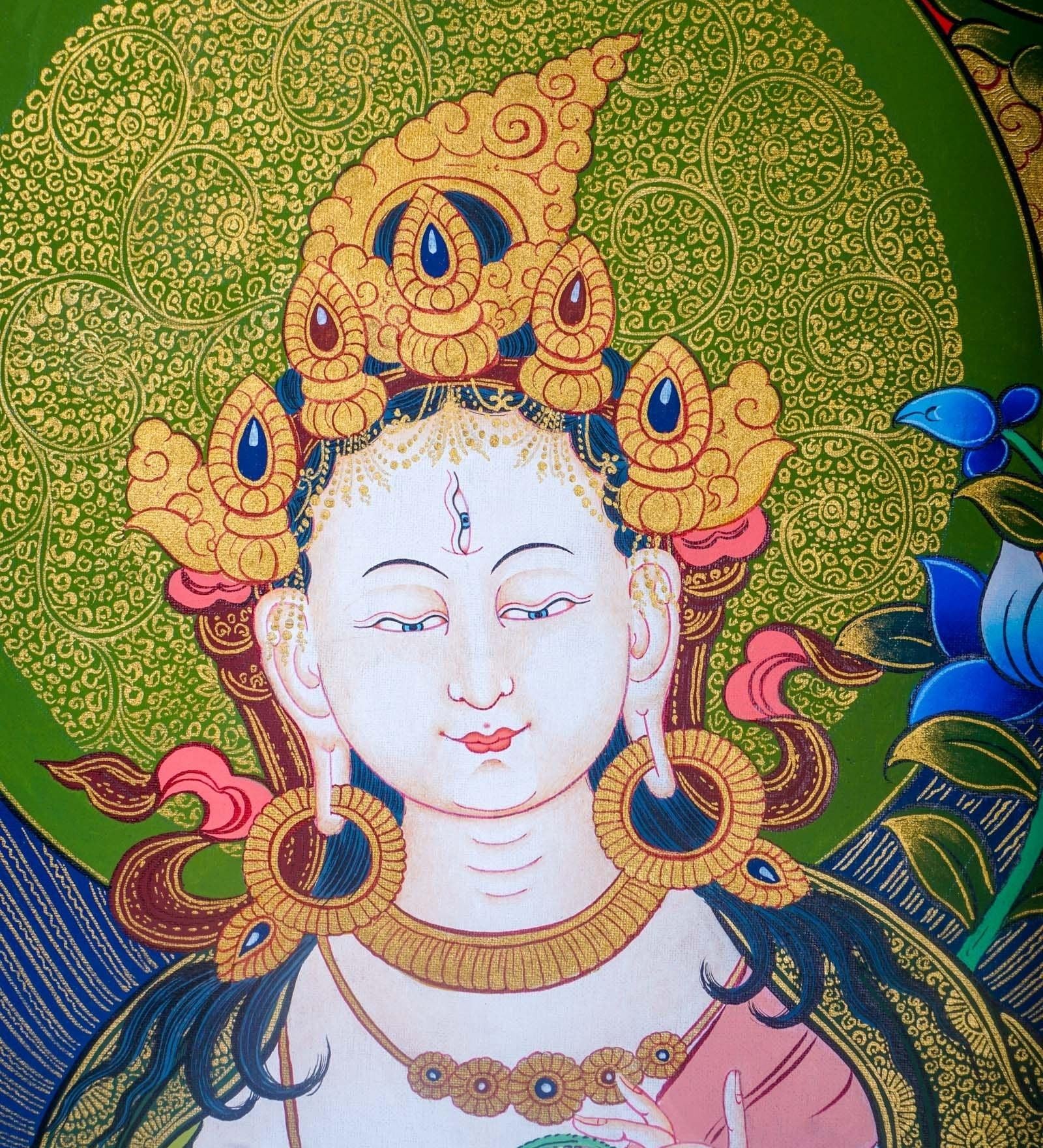 White Tara Tibetan Thangka Art - Himalayas Shop