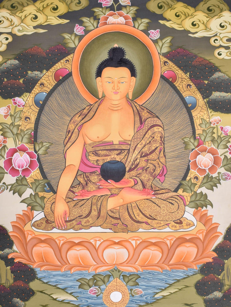 Tibetan Thangka Painting of Shakyamuni Buddha - Himalayas Shop