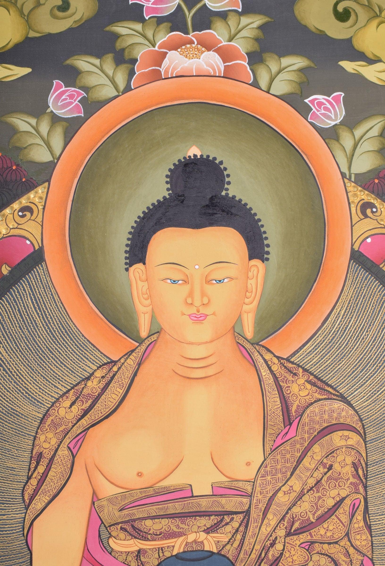 Tibetan Thangka Painting of Shakyamuni Buddha - Himalayas Shop