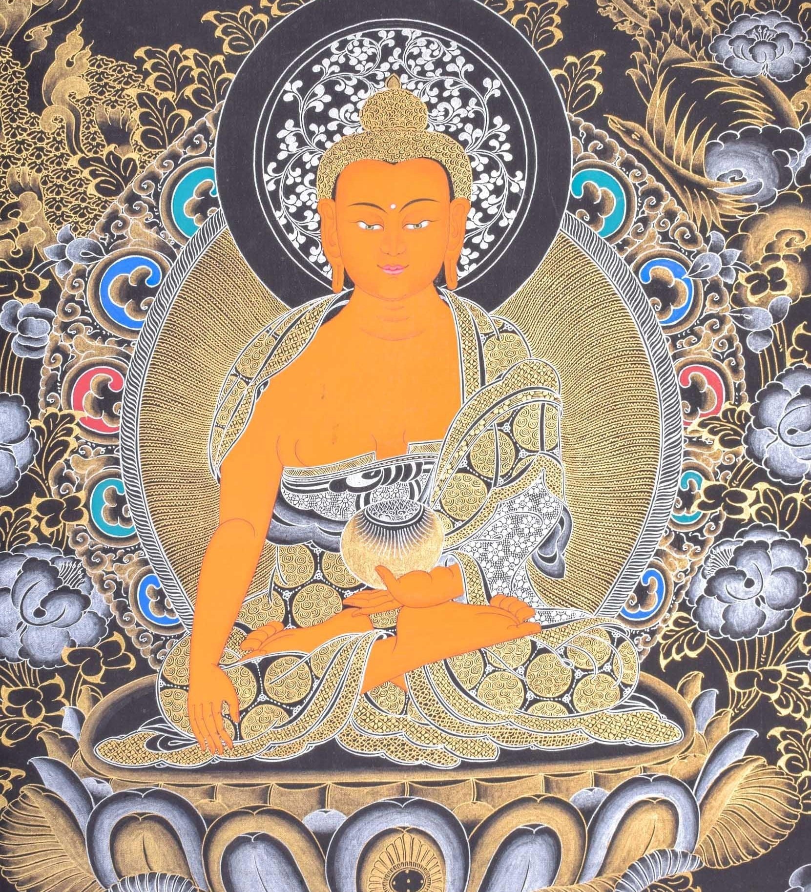 Shakyamuni  Buddha Thangka from Nepal - Himalayas Shop