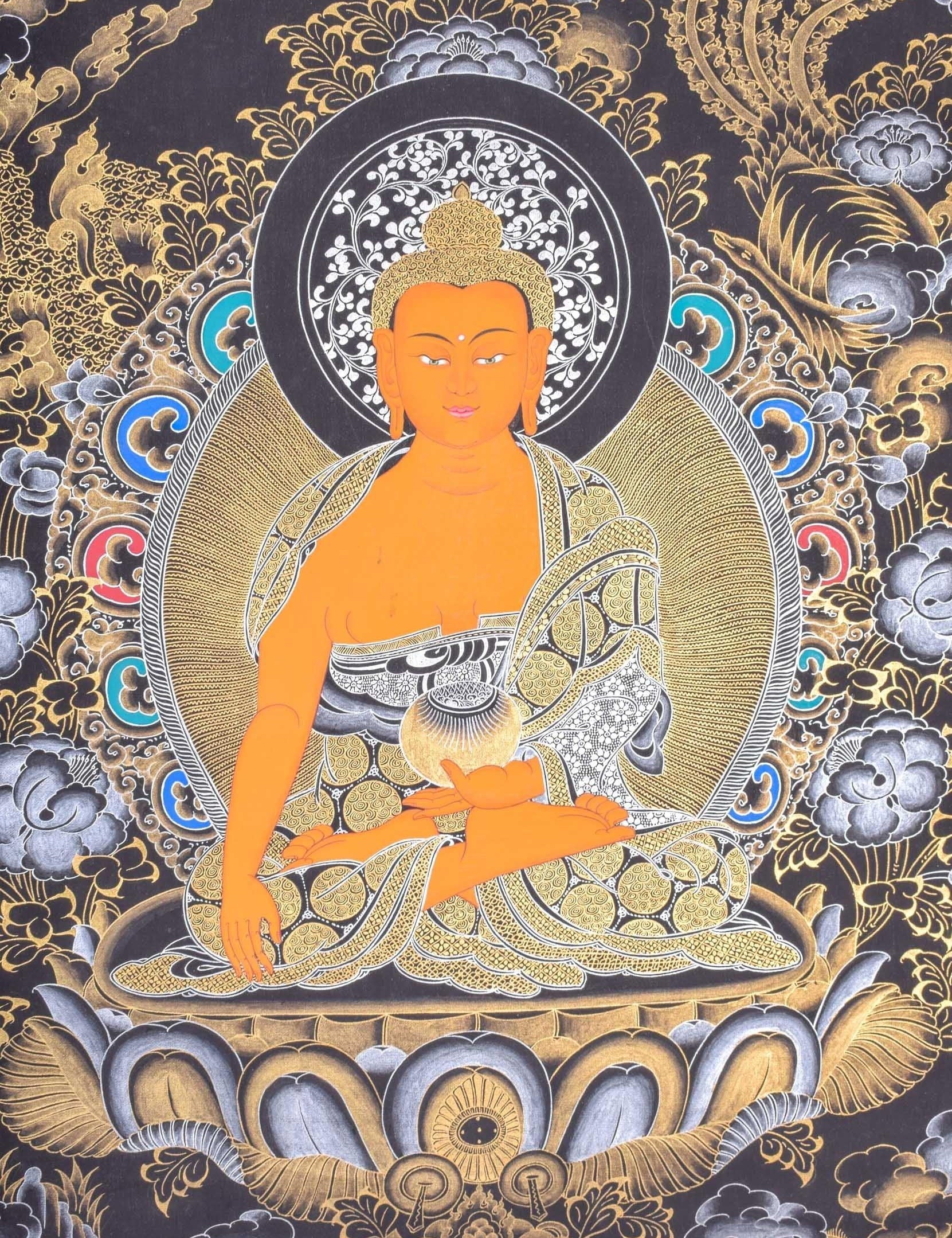 Shakyamuni  Buddha Thangka from Nepal - Himalayas Shop