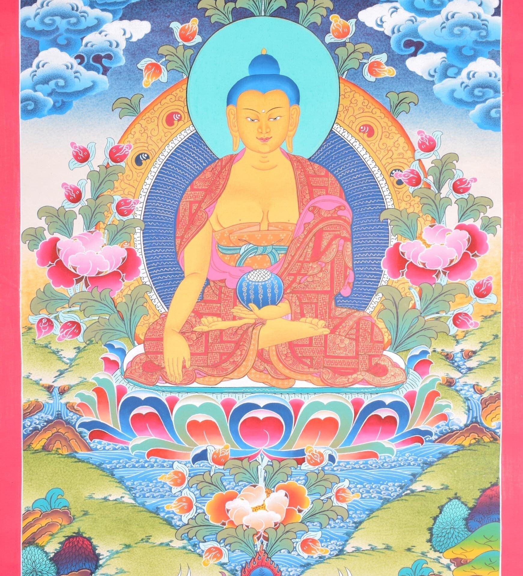 Shakyamuni buddha thangka painting for meditational practice and spiritual gift