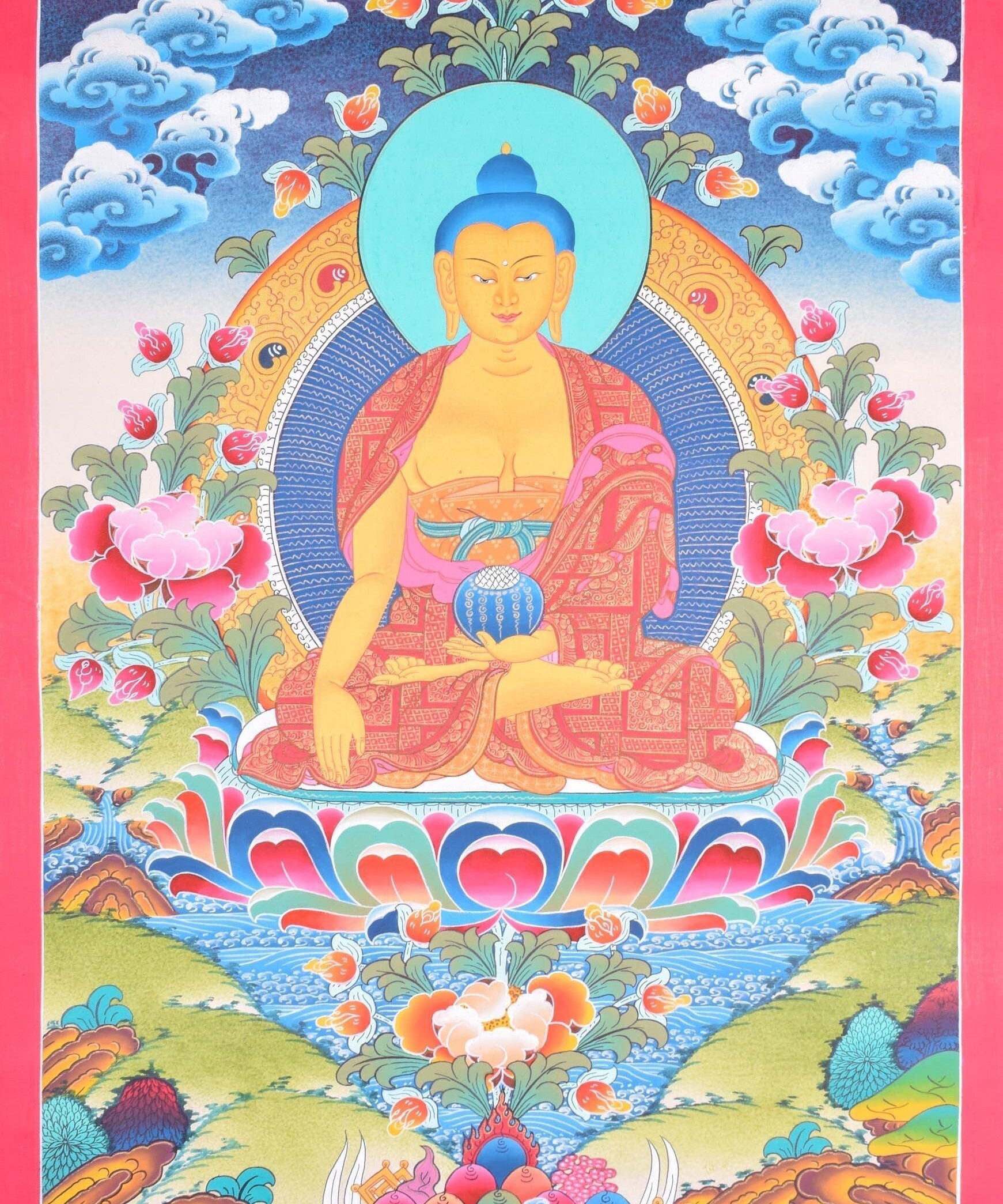 Shakyamuni buddha thangka painting for meditational practice and spiritual gift
