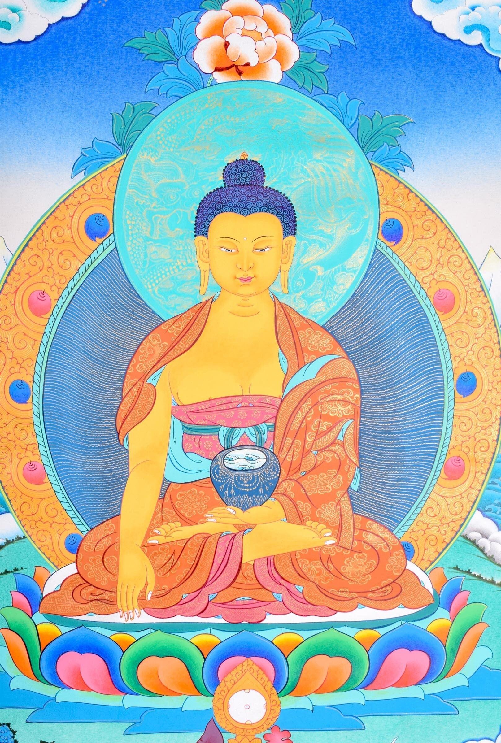 Shakyamuni buddha thangka painting for meditational practice and spiritual gift