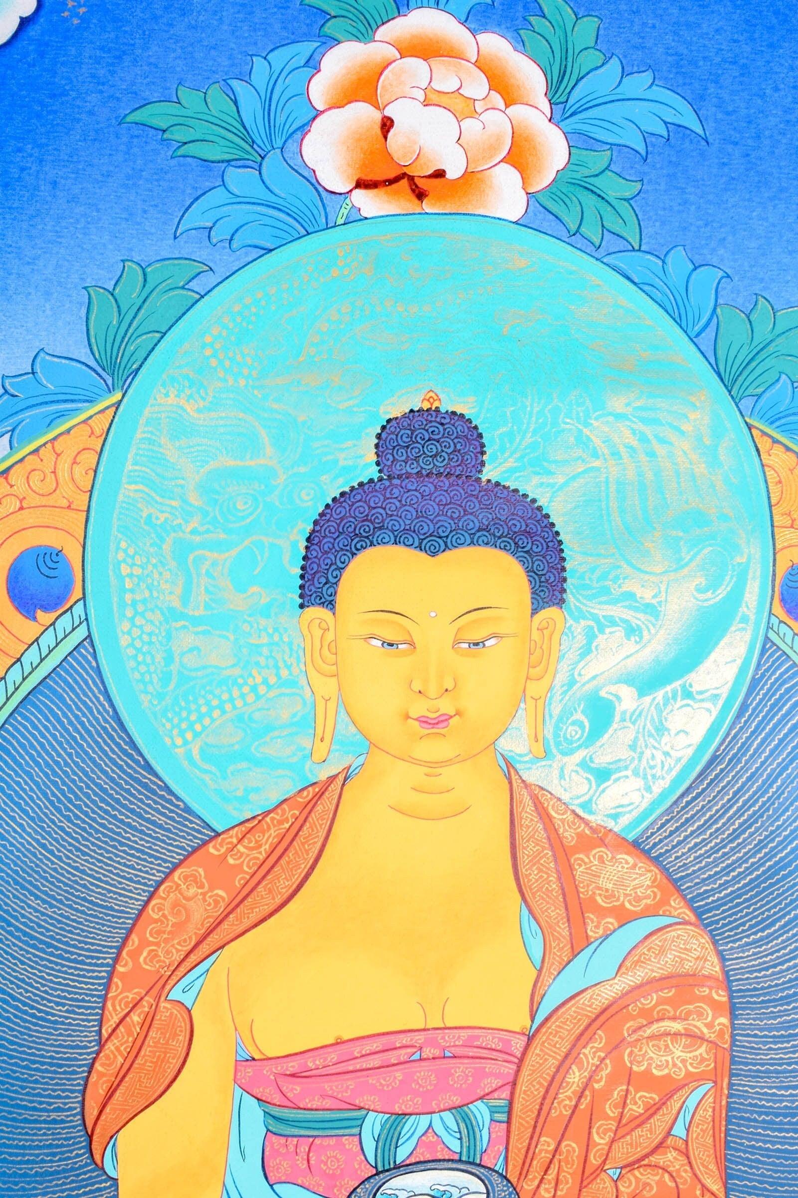 Shakyamuni buddha thangka painting for meditational practice and spiritual gift