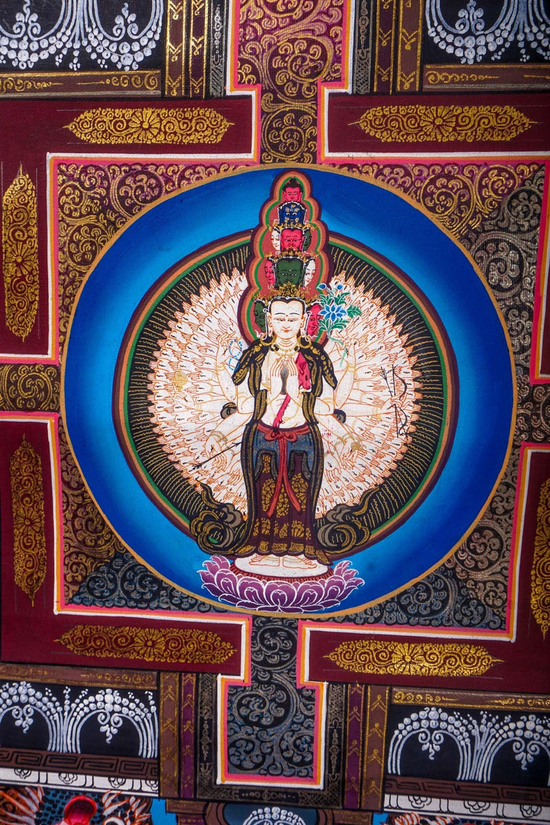 1000 Arm Avalokiteshvara Mandala Handmade Thangka for Home decor and meditational practice