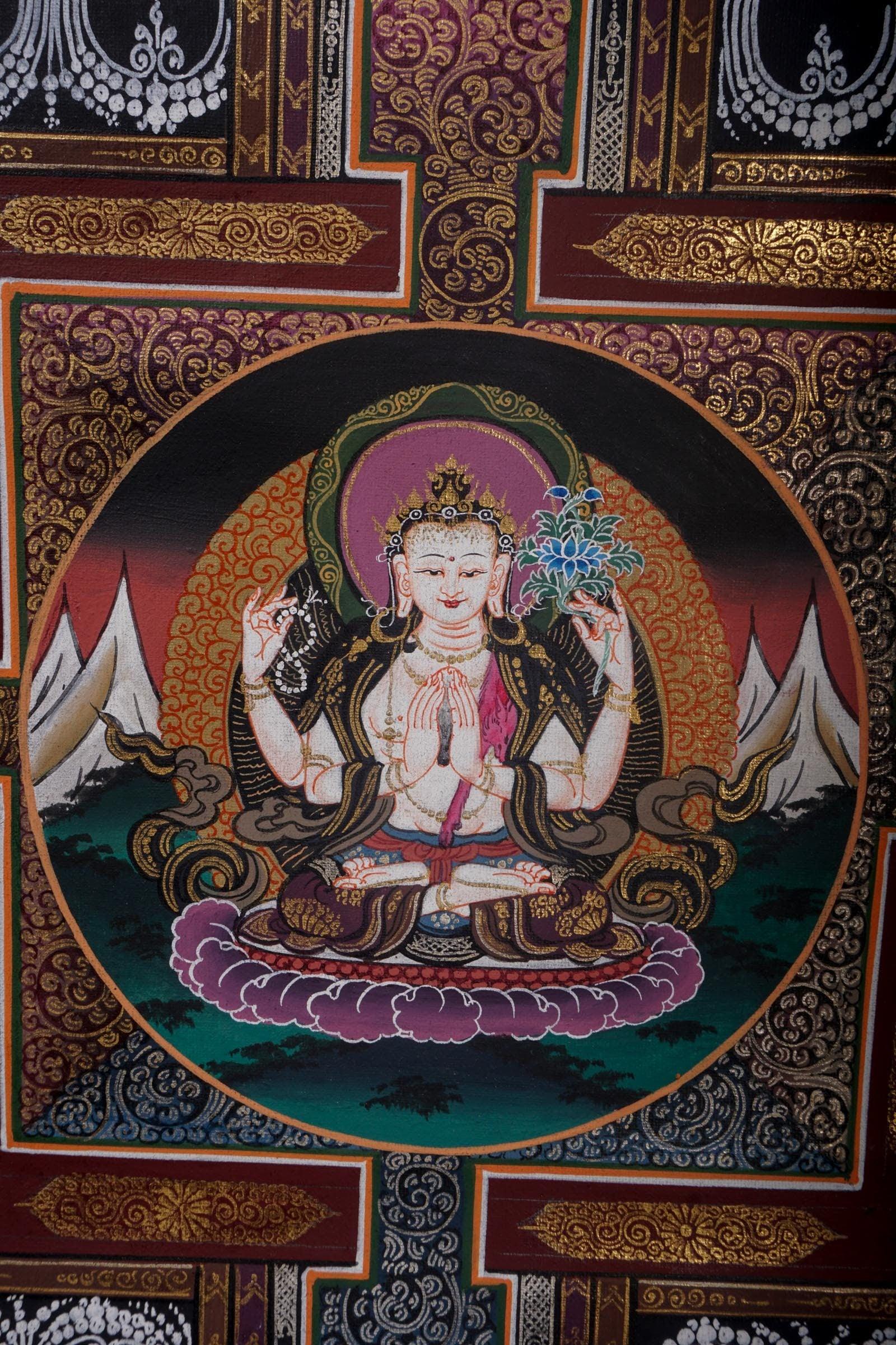 Chengresi Boddhisattva Mandala for room decoration and chakra healing