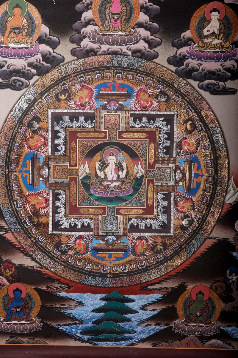 Chengresi Boddhisattva Mandala for room decoration and chakra healing