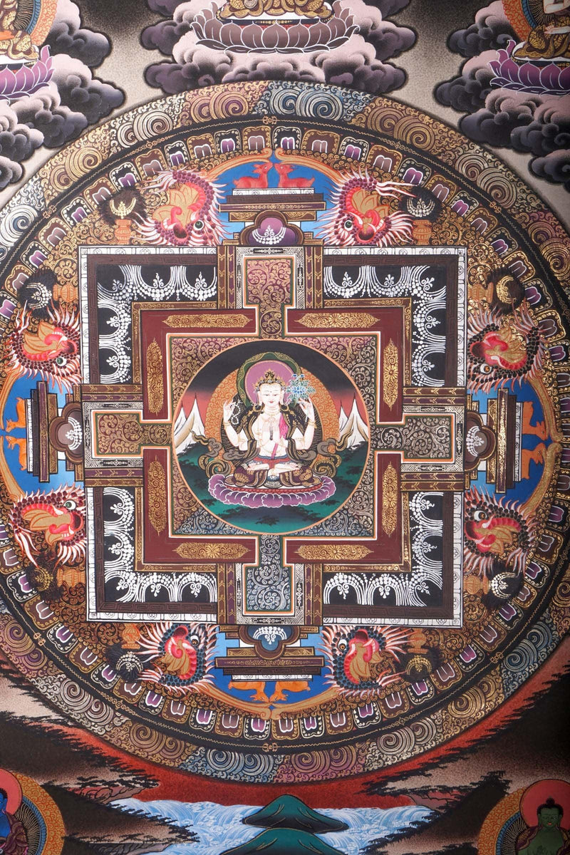 Chengresi Boddhisattva Mandala for room decoration and chakra healing