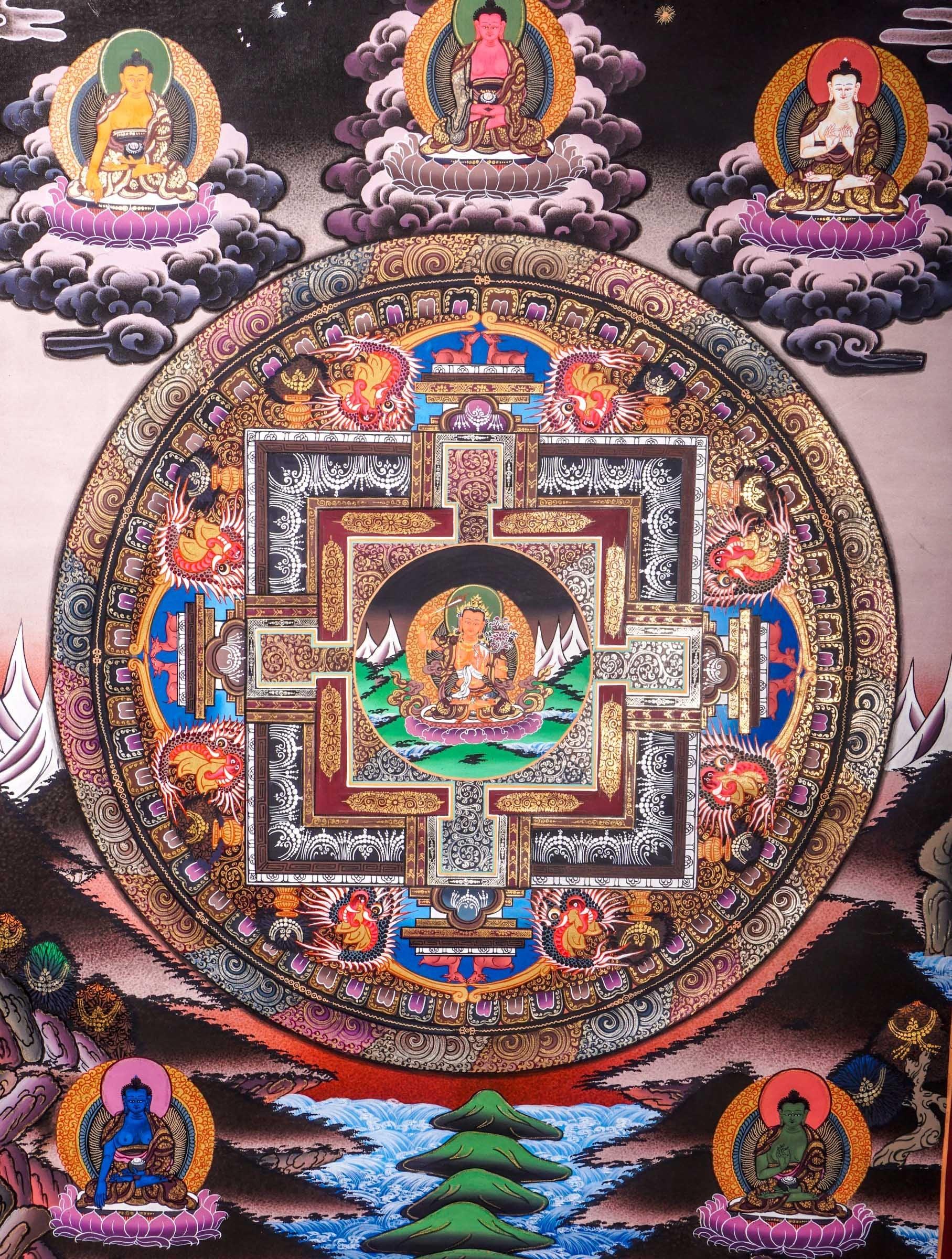 Manjushri Mandala Thangka Art For Meditational Practice and Spiritual Gifts
