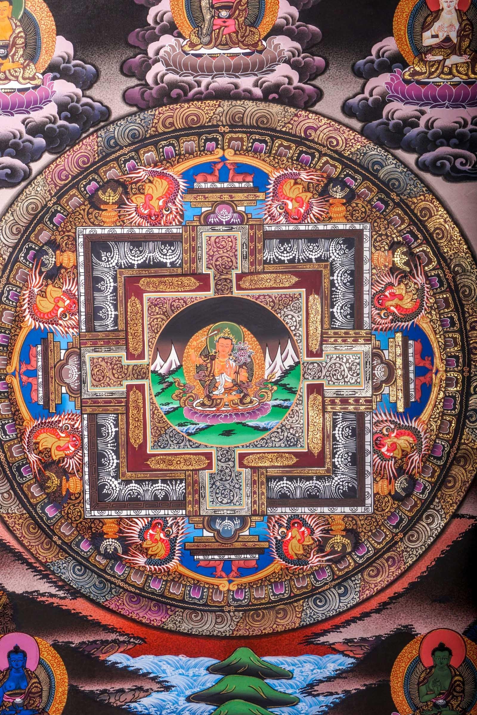 Manjushri Mandala Thangka Art For Meditational Practice and Spiritual Gifts