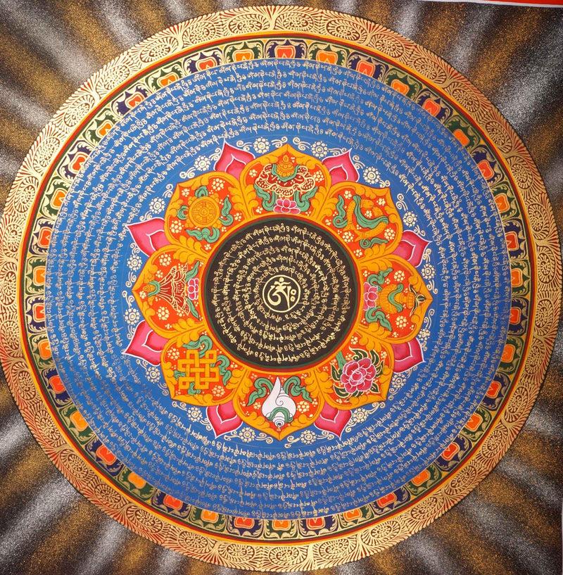 Om Mantra Mandala Thangka from Lamas of Himalayas 