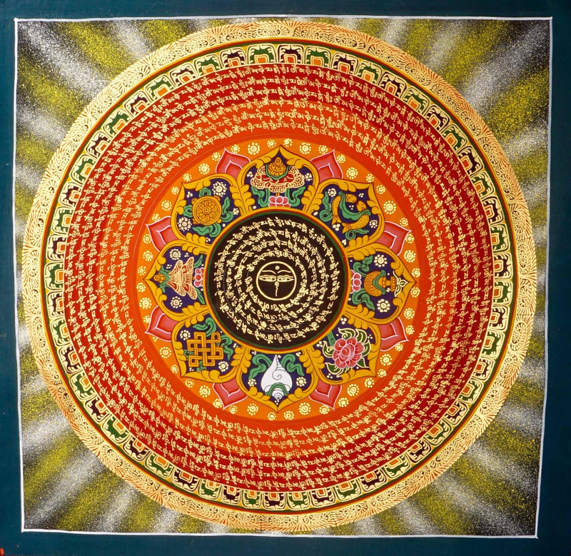 Traditional Mantra Mandala Thangka Art from Nepal