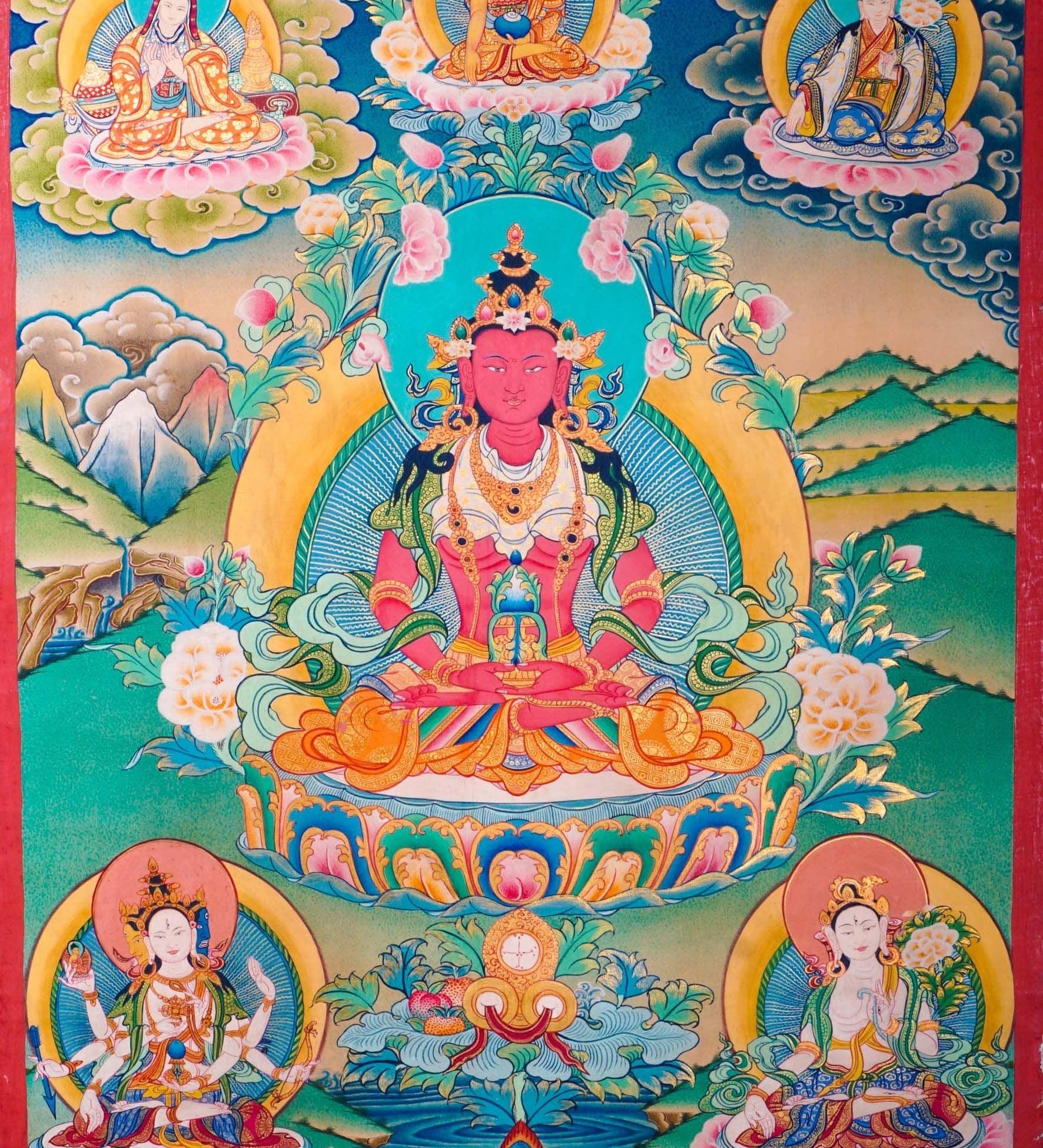 Western Pure Land of Amitayus Buddha Thangka Painting 