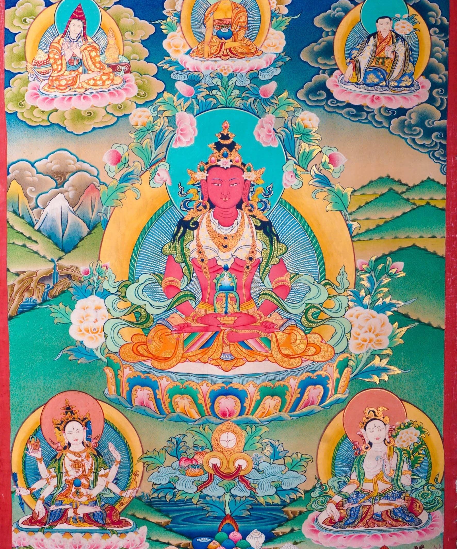 Western Pure Land of Amitayus Buddha Thangka Painting 