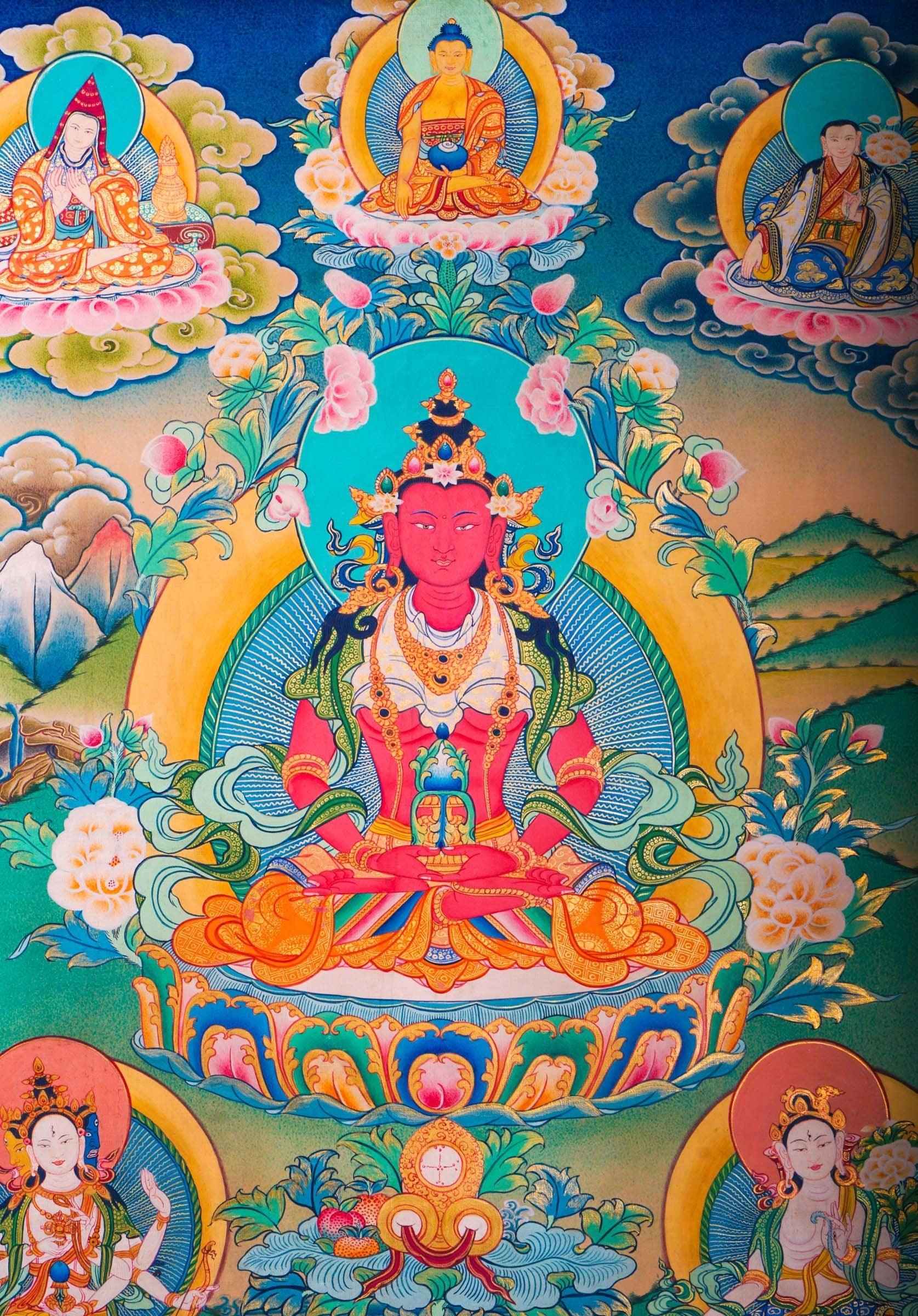 Western Pure Land of Amitayus Buddha Thangka Painting 