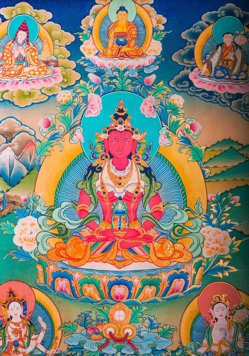 Western Pure Land of Amitayus Buddha Thangka Painting 