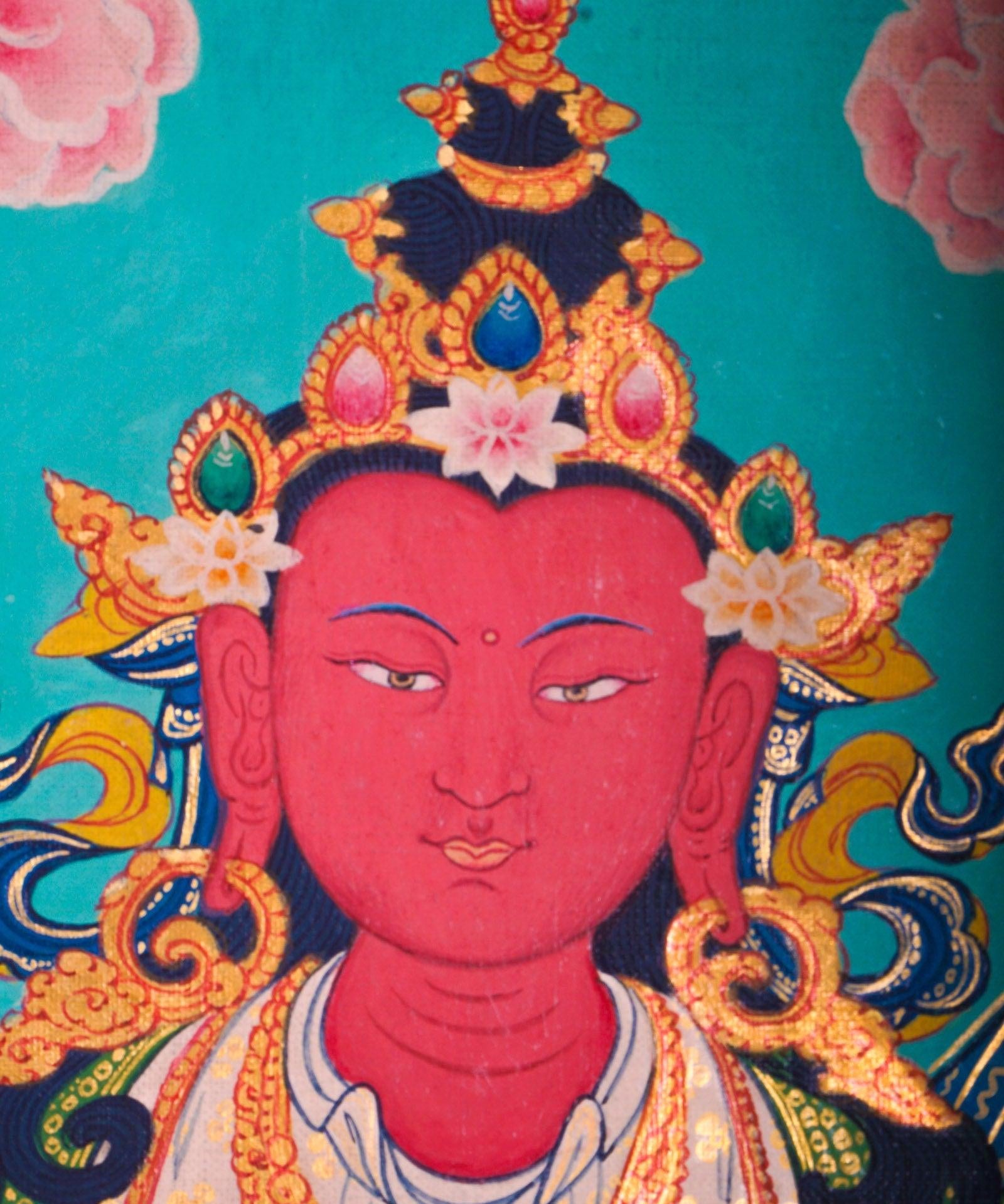 Western Pure Land of Amitayus Buddha Thangka Painting 