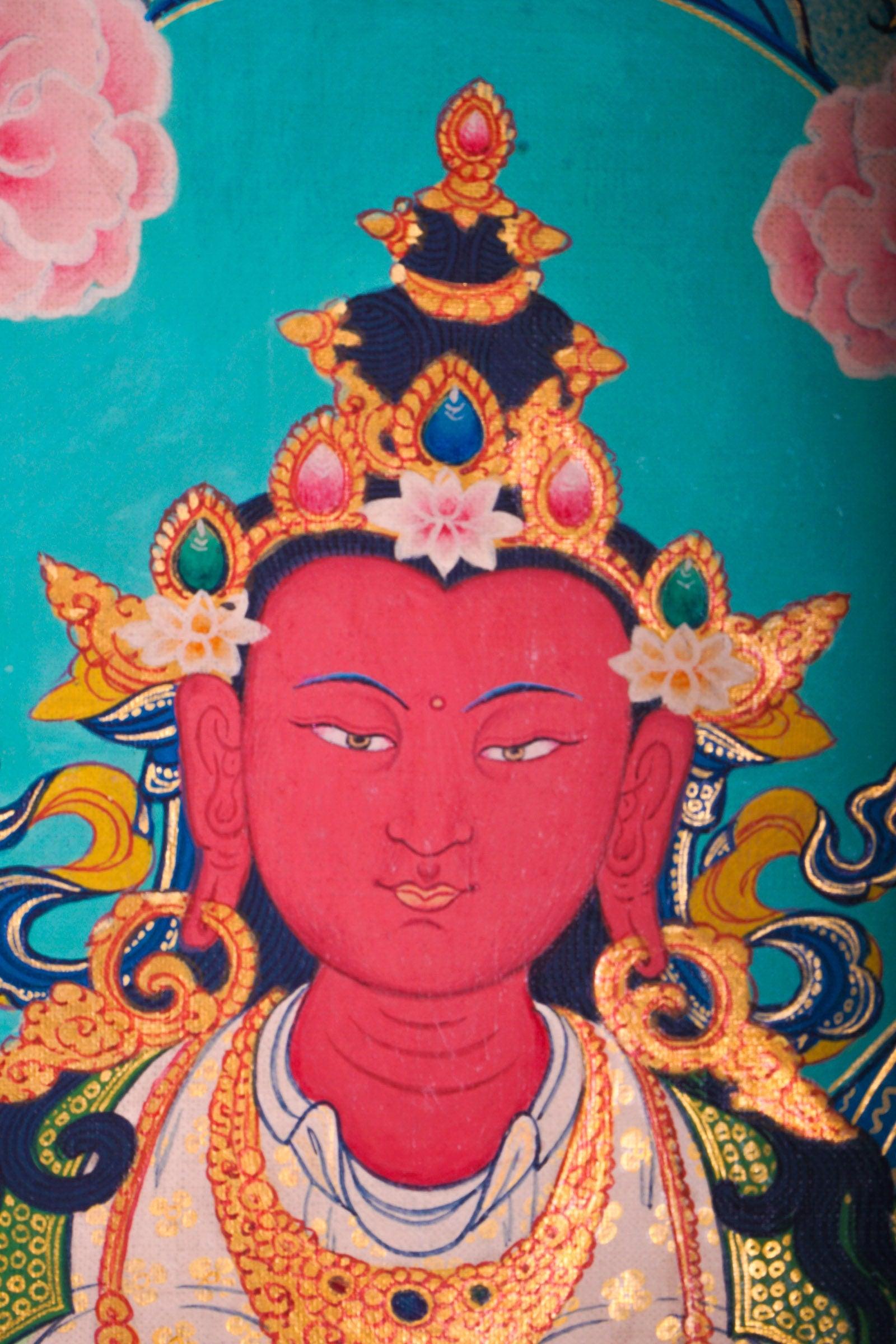 Western Pure Land of Amitayus Buddha Thangka Painting 
