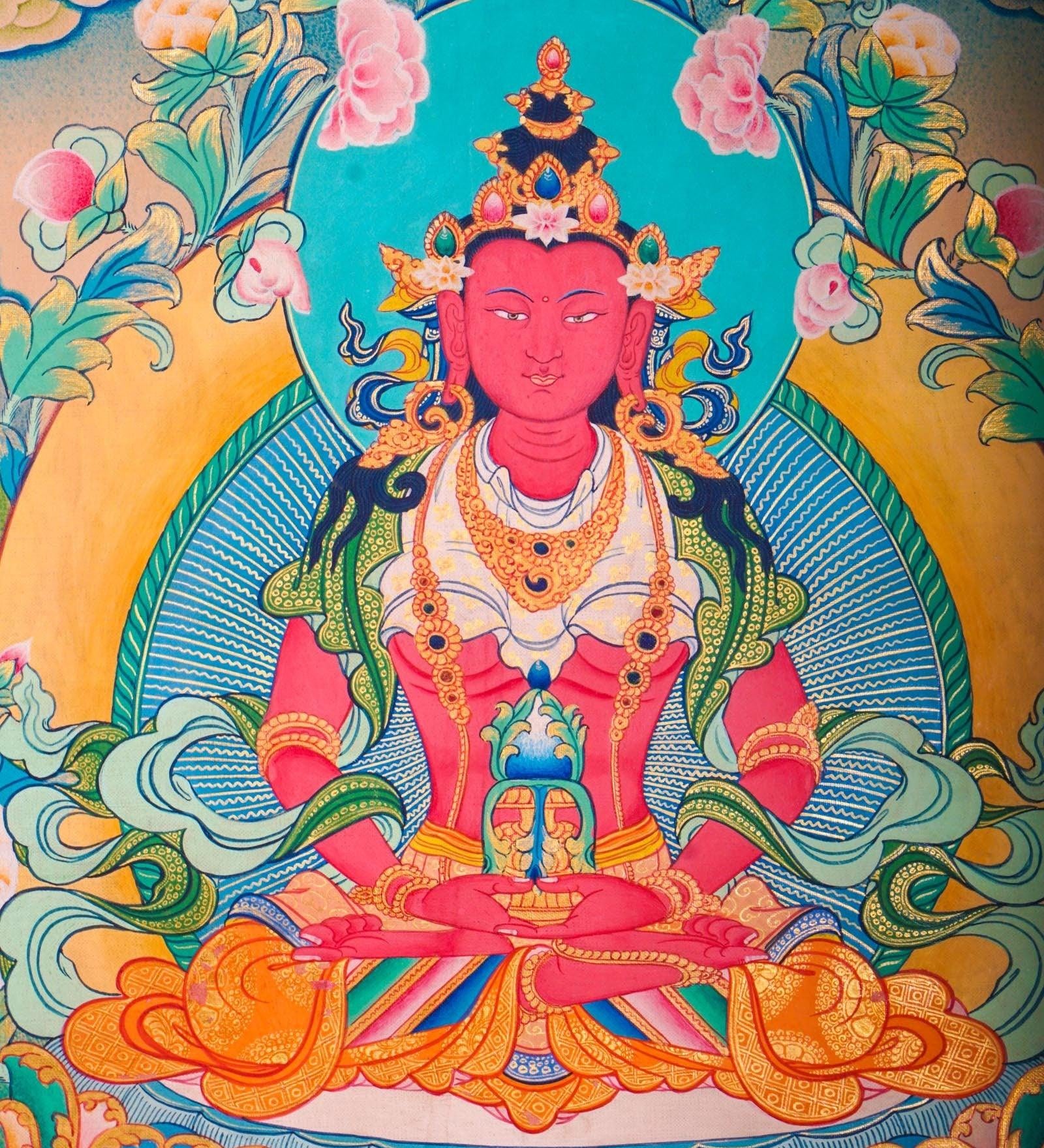 Western Pure Land of Amitayus Buddha Thangka Painting 