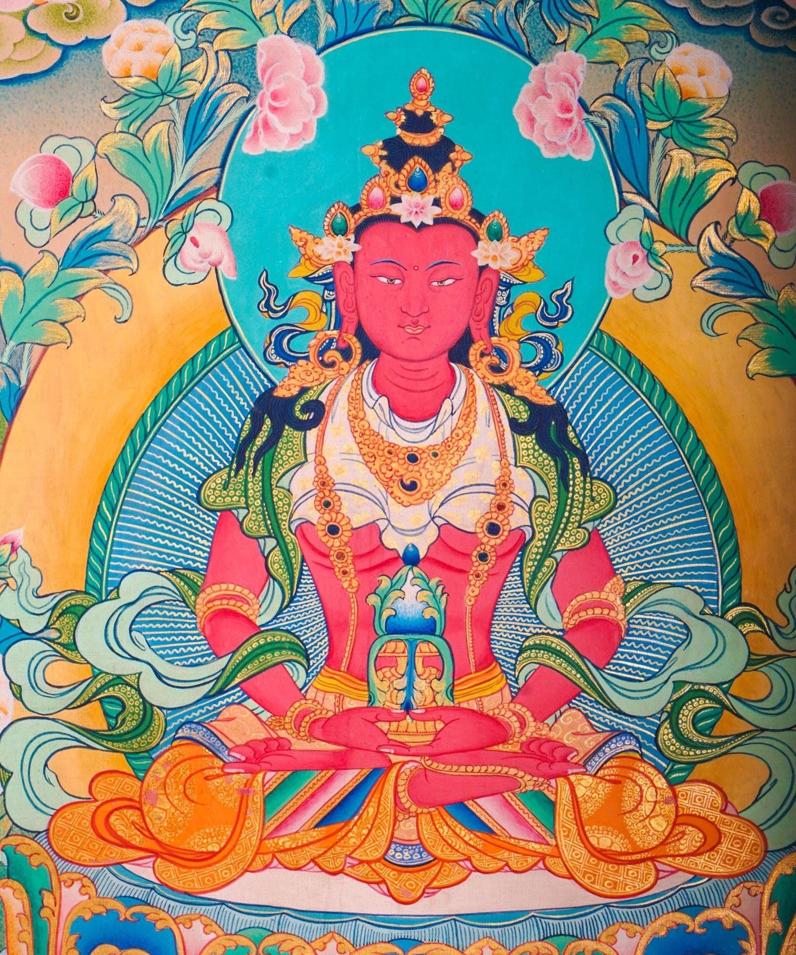 Western Pure Land of Amitayus Buddha Thangka Painting 