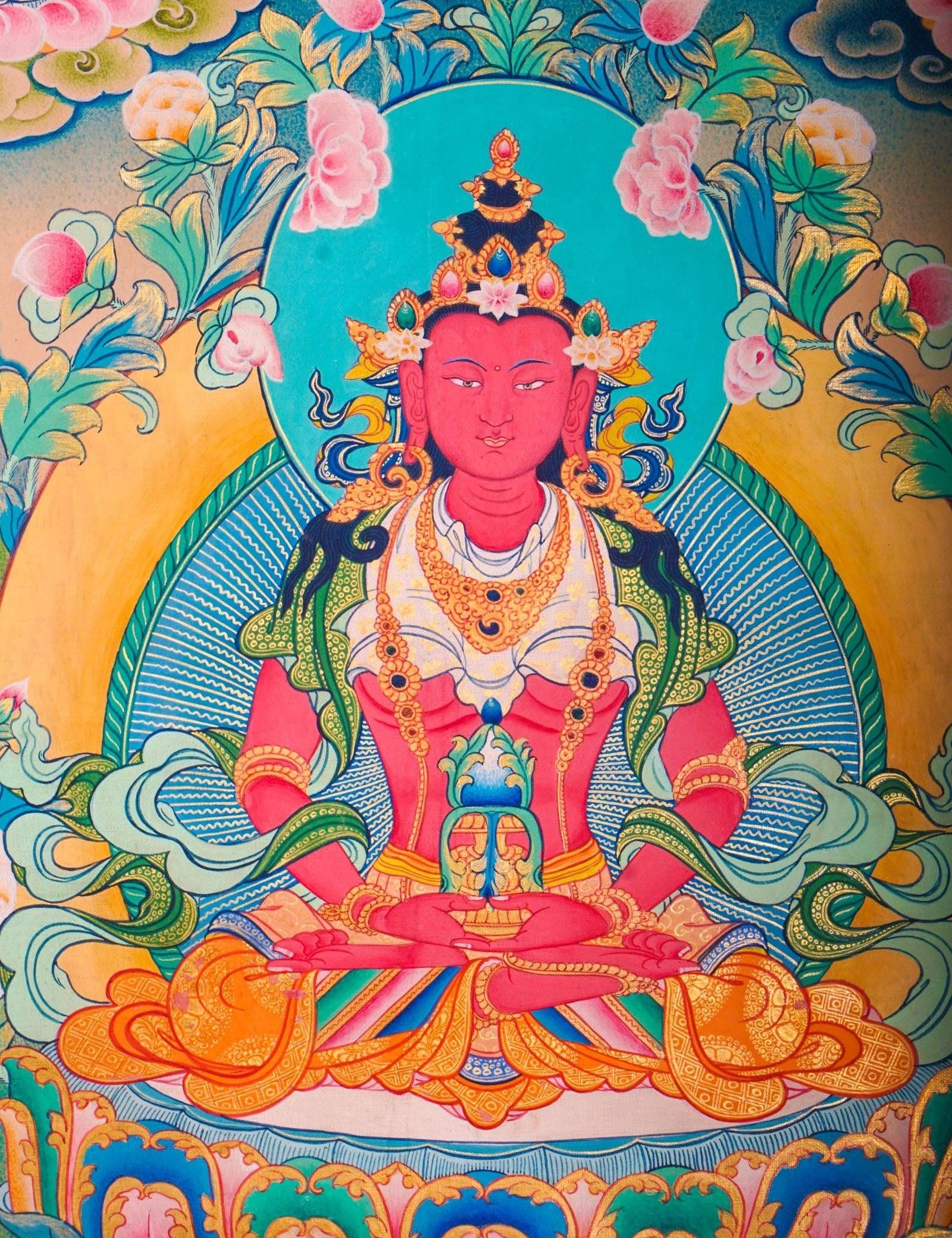 Western Pure Land of Amitayus Buddha Thangka Painting 