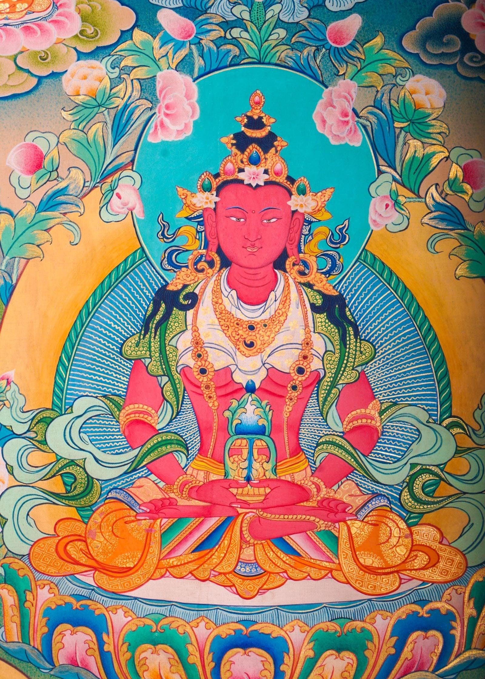 Western Pure Land of Amitayus Buddha Thangka Painting 