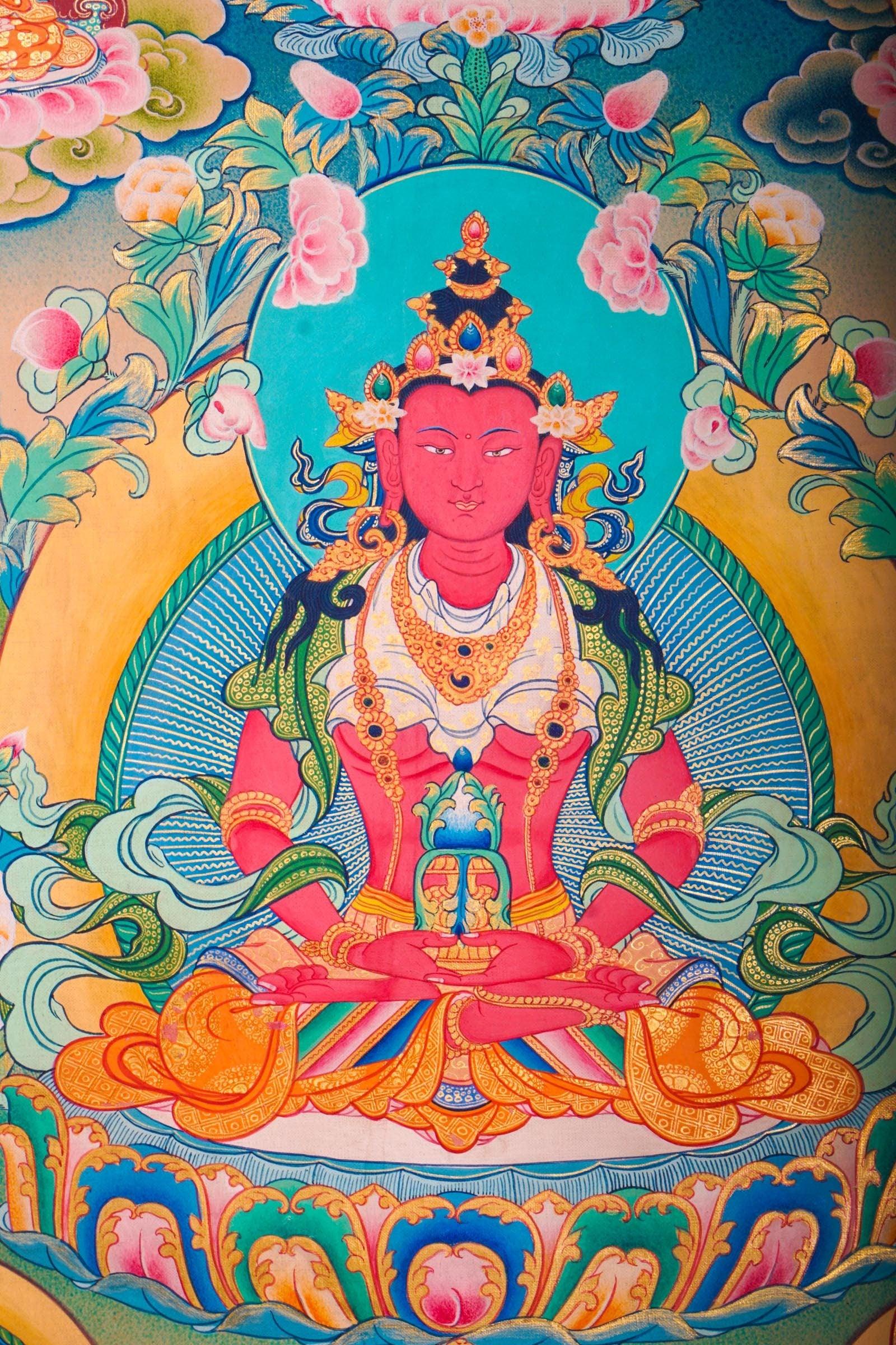 Western Pure Land of Amitayus Buddha Thangka Painting 