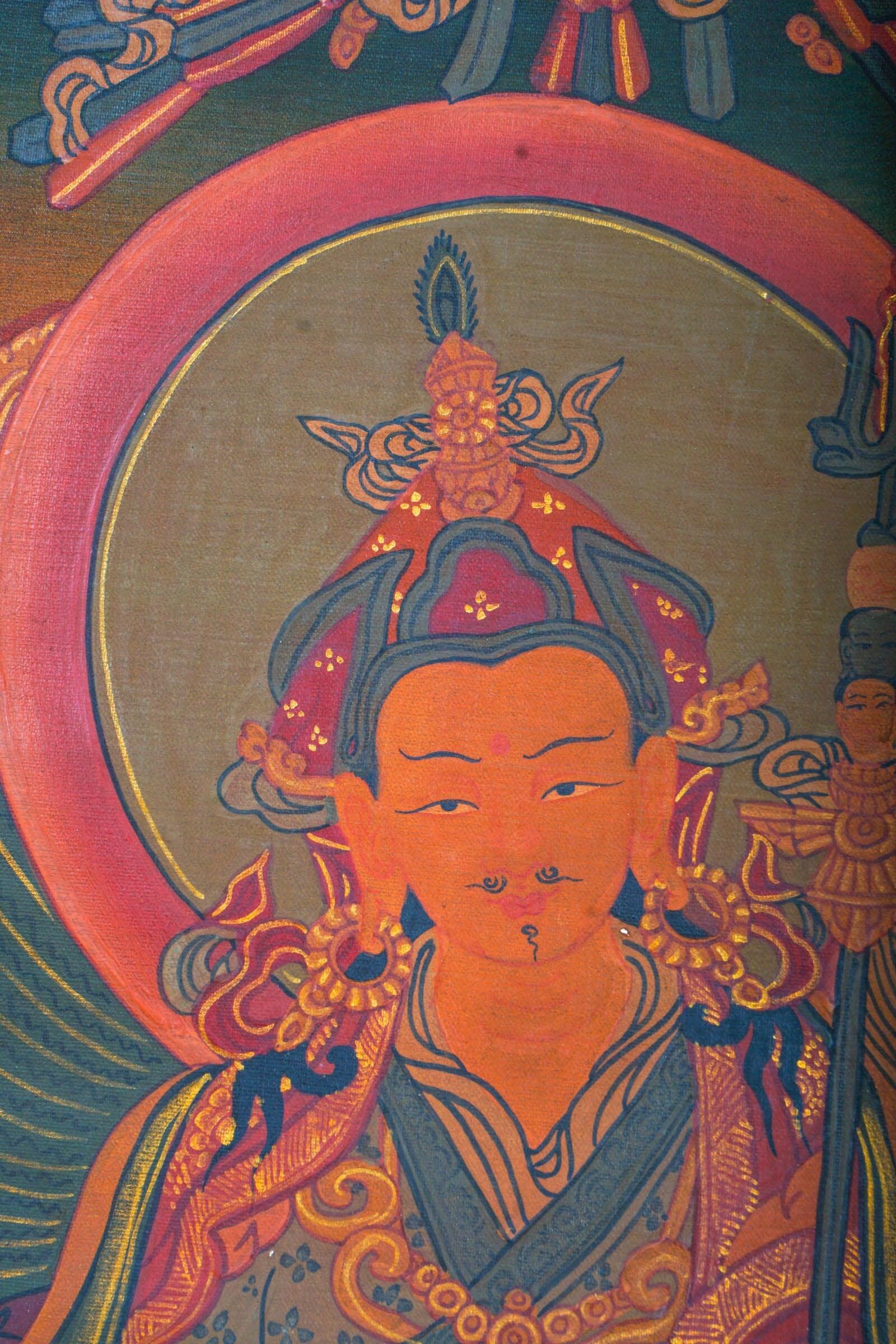 Handmade Guru Rinpoche Tibetan Thangka from Nepal