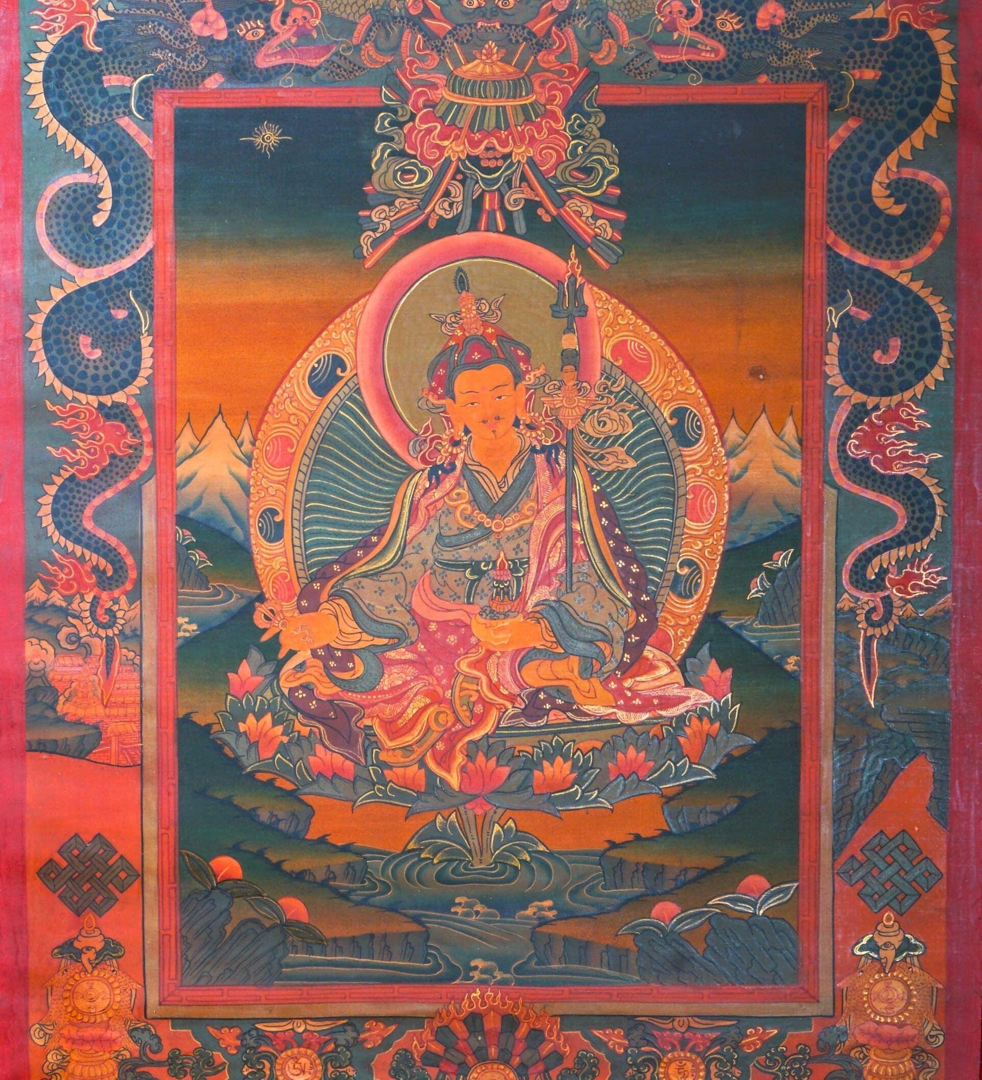 Handmade Guru Rinpoche Tibetan Thangka from Nepal