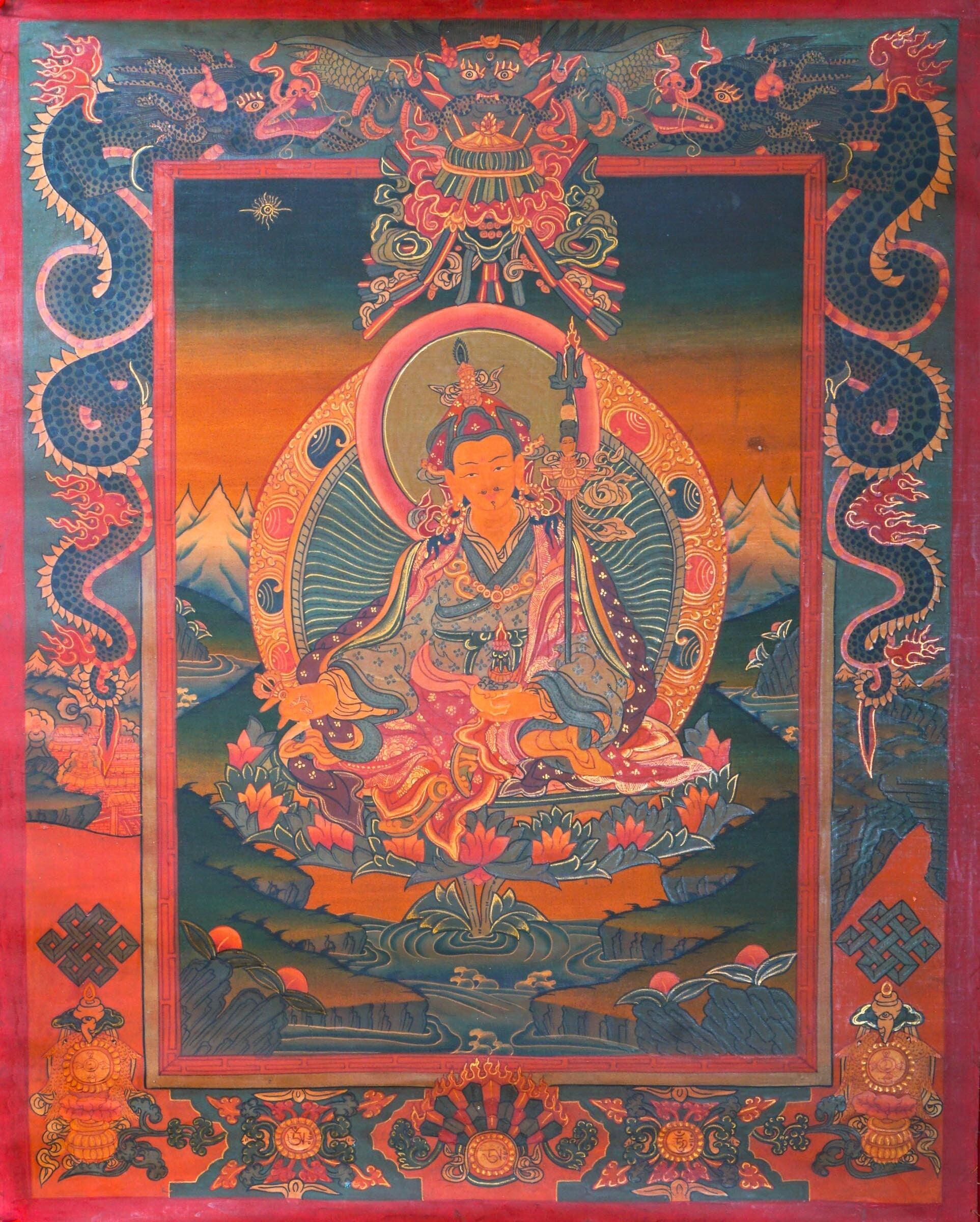 Handmade Guru Rinpoche Tibetan Thangka from Nepal